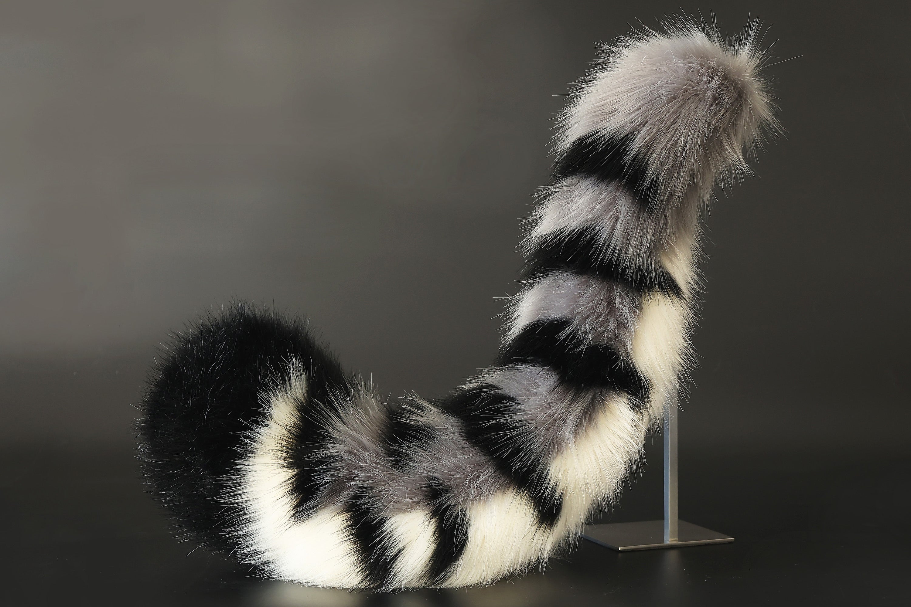 Faux fur tabby cat ears and tail gray black stripe kitten tail and ears lynx cat tail and ears therian anime cosplay tabby cat kemonomimi