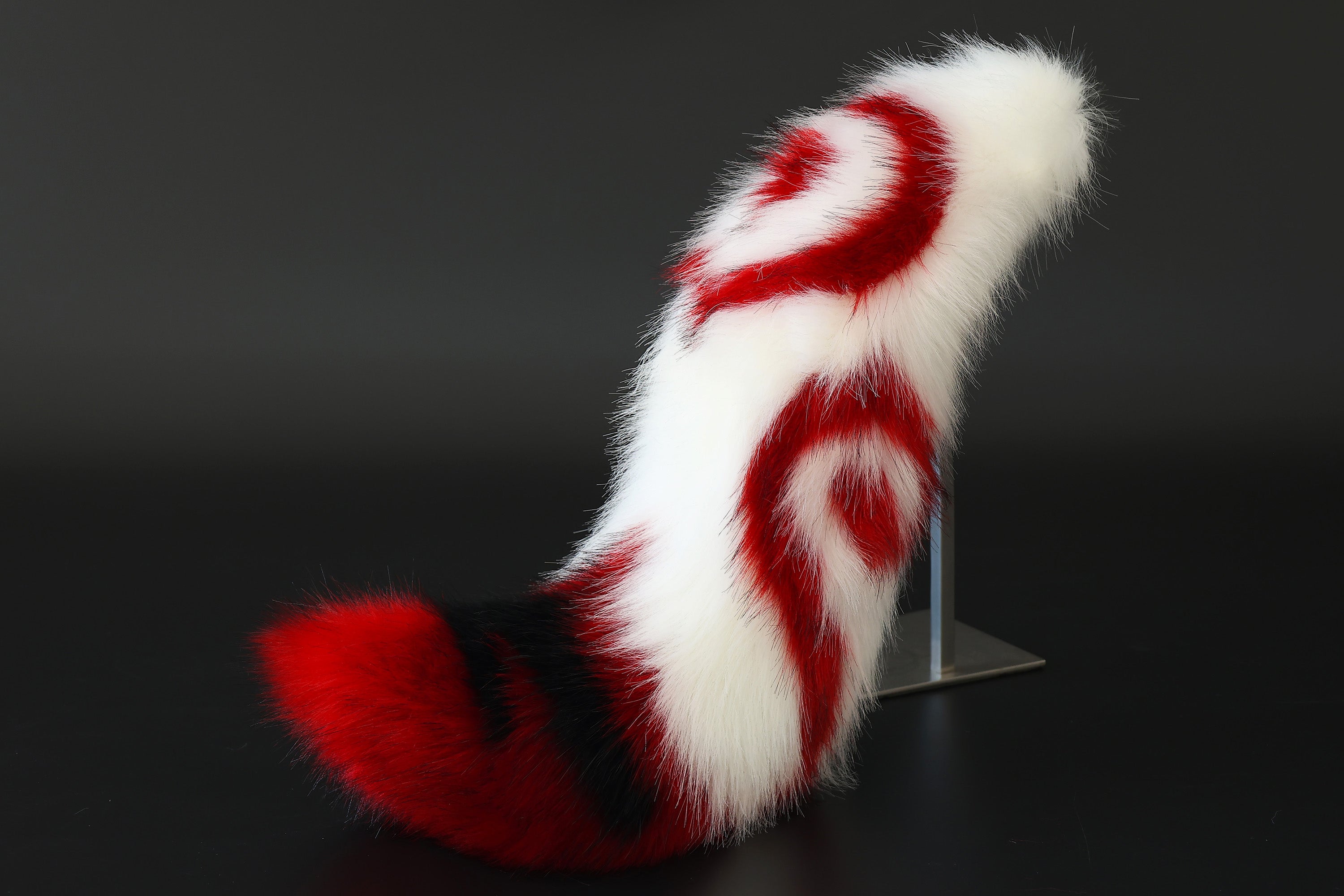 Stitching faux fur red white fox ears and tail curved wolf tail and ears cat tail and ears kitten ears and tail butt plug set anime cosplay role play