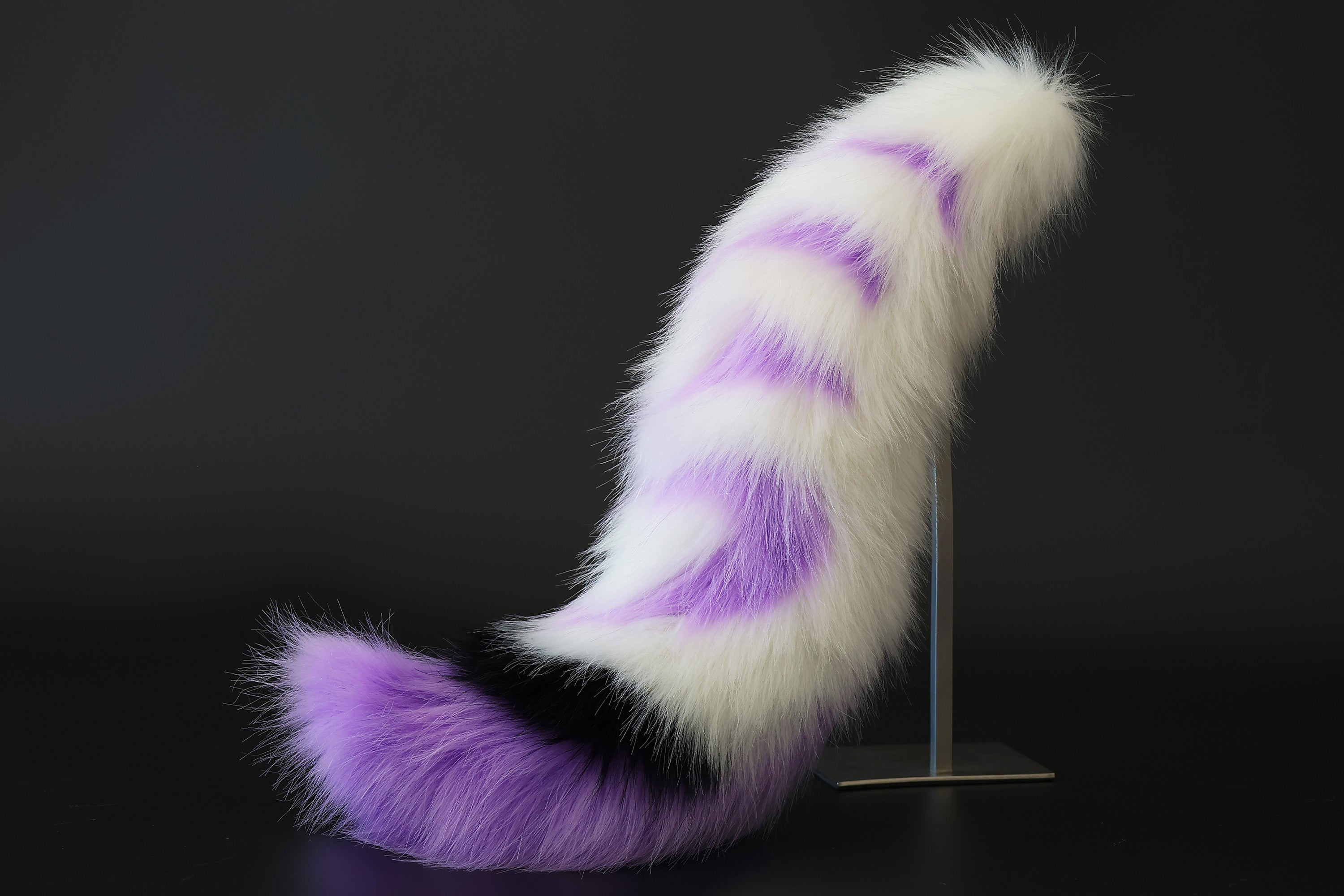 Stitching faux fur purple white fox ear and tail butt plug curved wolf tail and ear cat tail and ear kitten ears and tail set anime cosplay role play