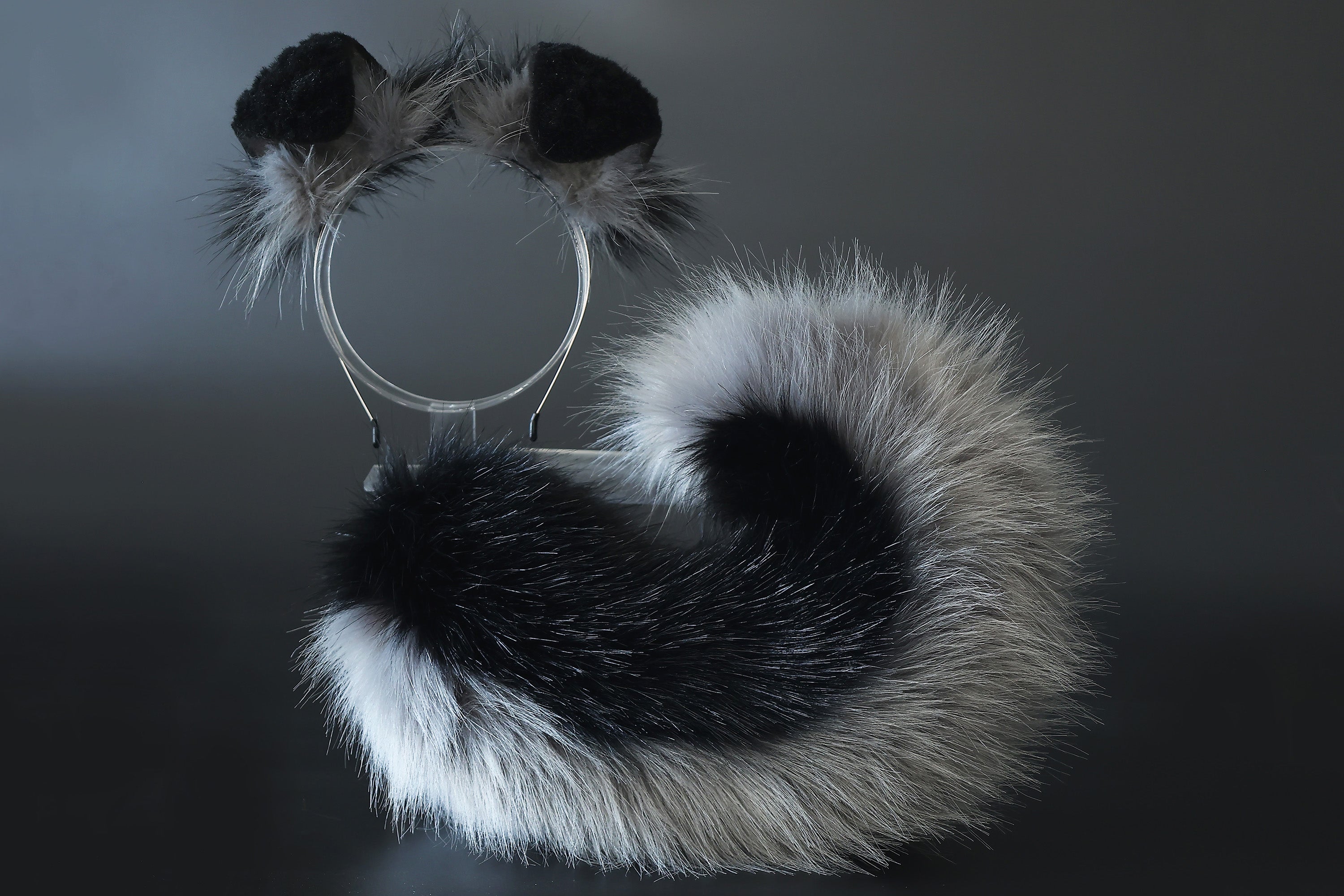 Black gray puppy ear and tail plug set kemonomimi Shepherd dog ear and tail plug set Shiba Inu dog ear and tail butt plug set cosplay petplay puppy play dog therian