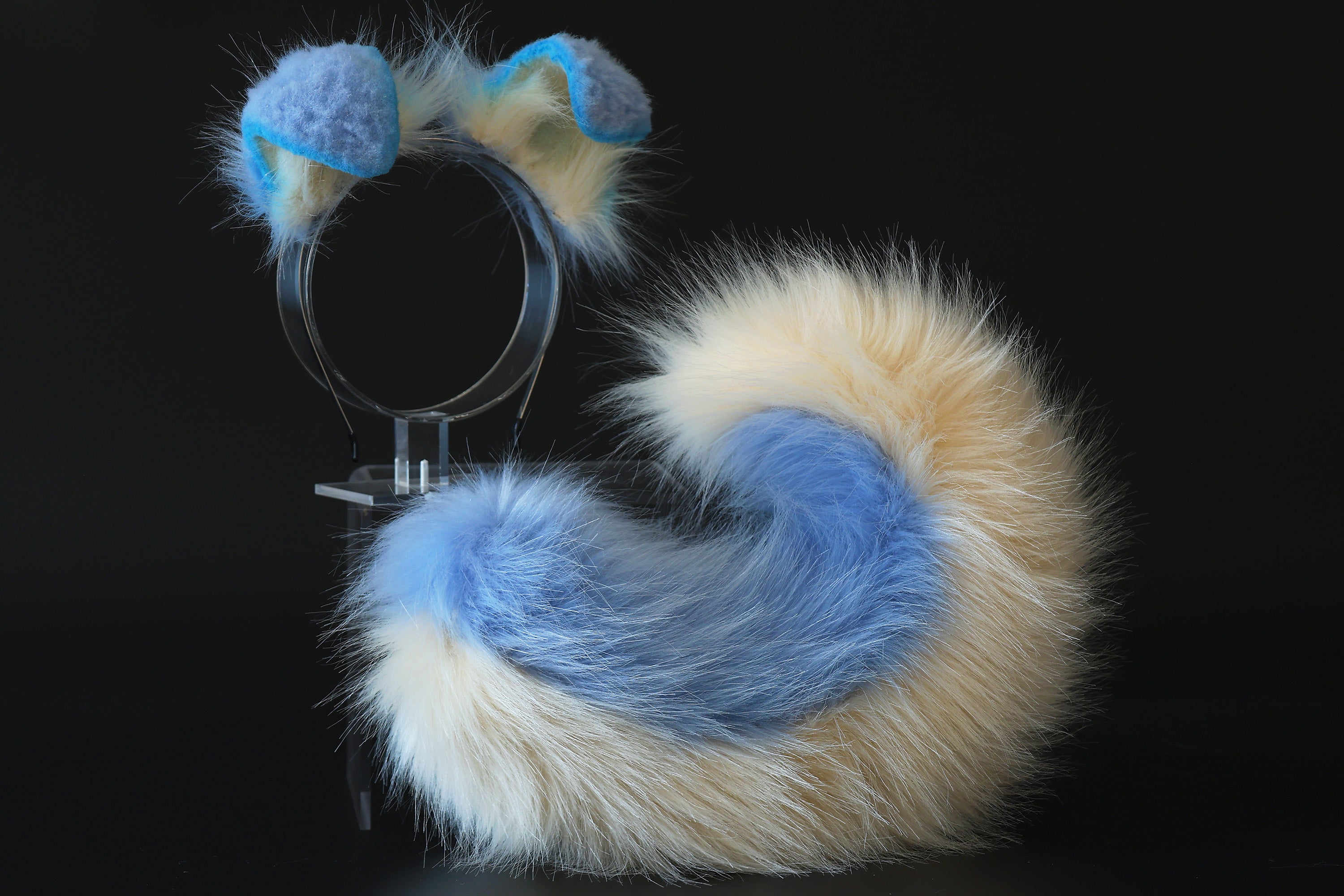 Blue beige puppy ear and tail plug set kemonomimi Shepherd dog ear and tail plug set Shiba Inu dog ear and tail butt plug set cosplay petplay puppy play dog therian