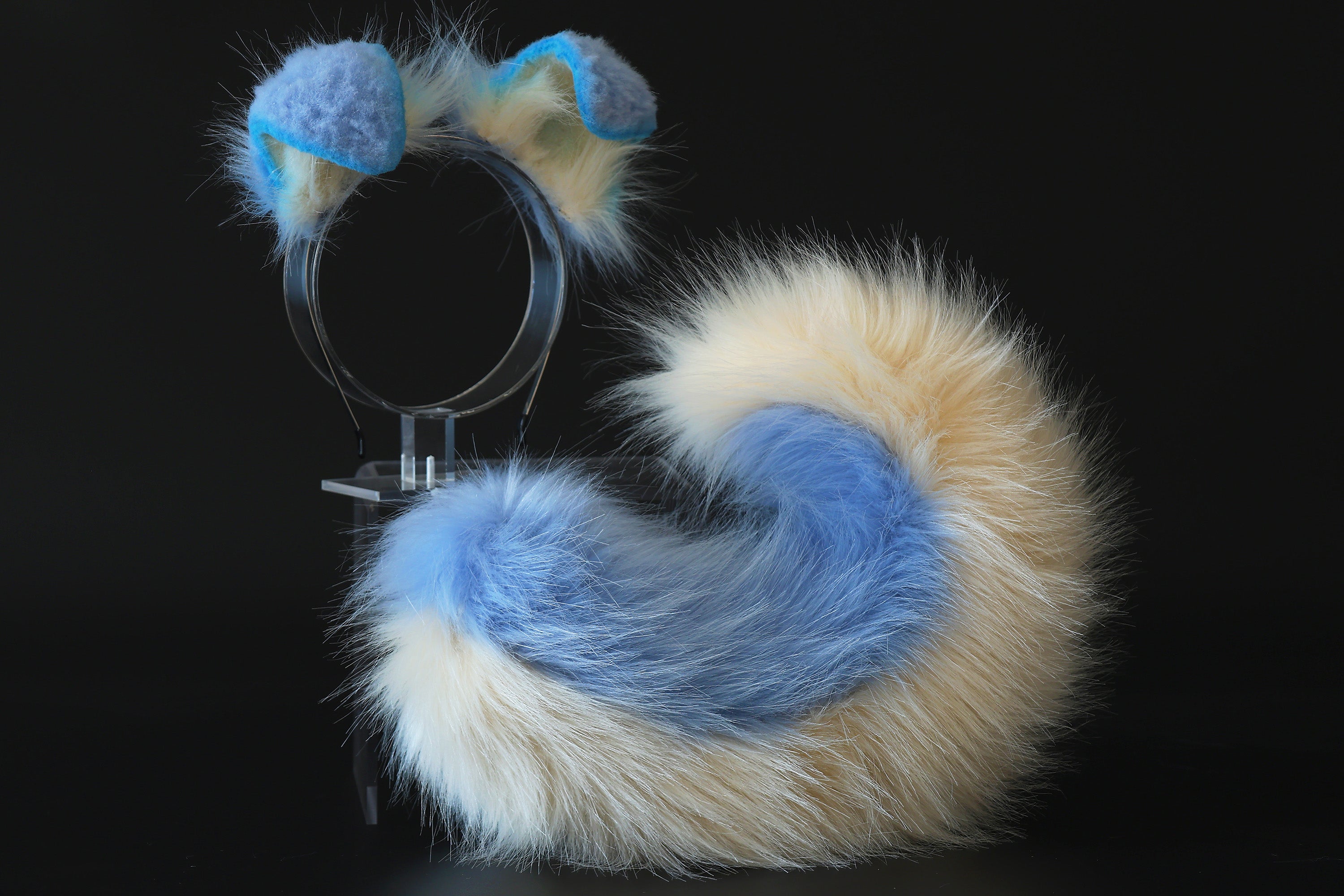 Blue beige puppy ear and tail plug set kemonomimi Shepherd dog ear and tail plug set Shiba Inu dog ear and tail butt plug set cosplay petplay puppy play dog therian