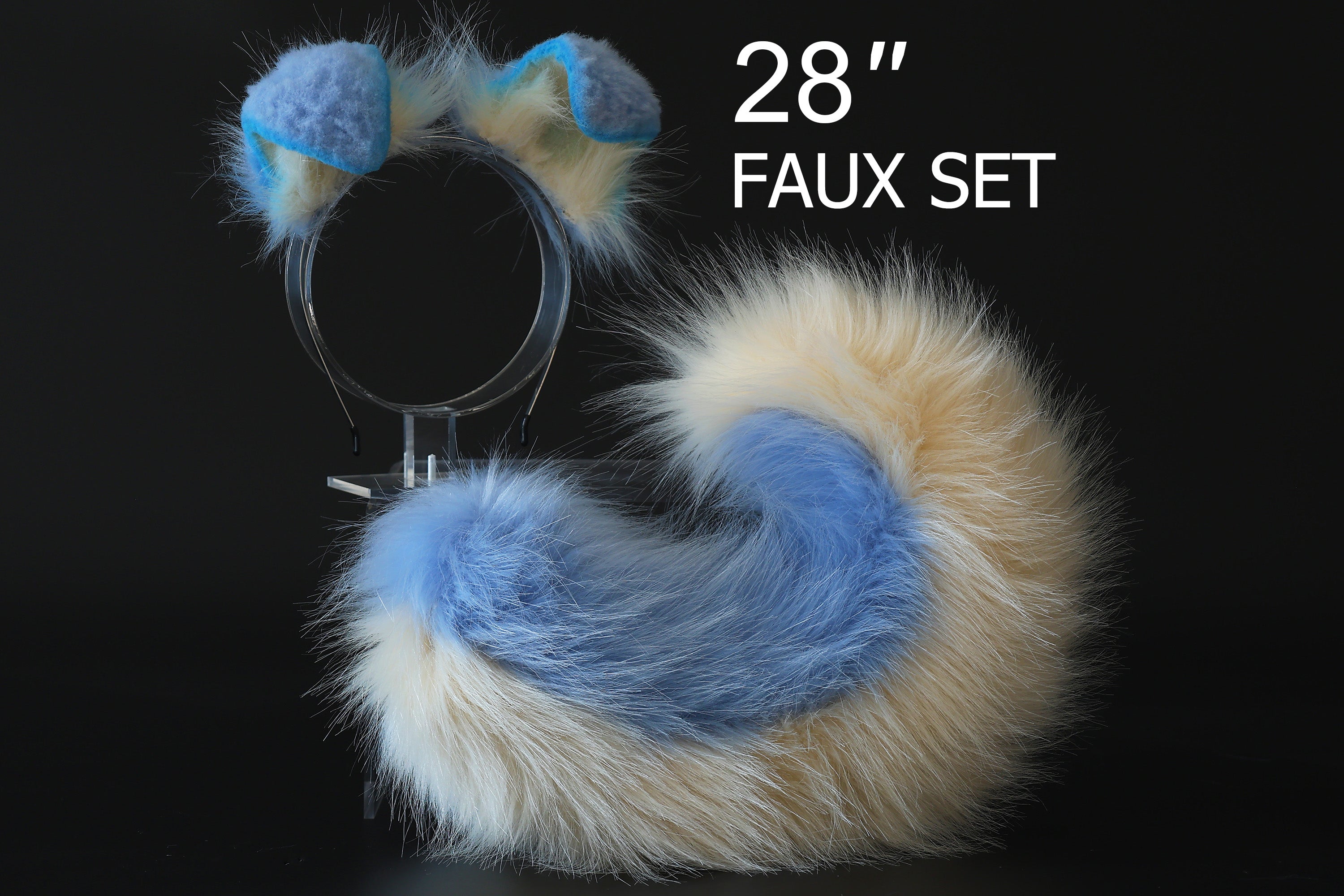 Blue beige puppy ear and tail plug set kemonomimi Shepherd dog ear and tail plug set Shiba Inu dog ear and tail butt plug set cosplay petplay puppy play dog therian
