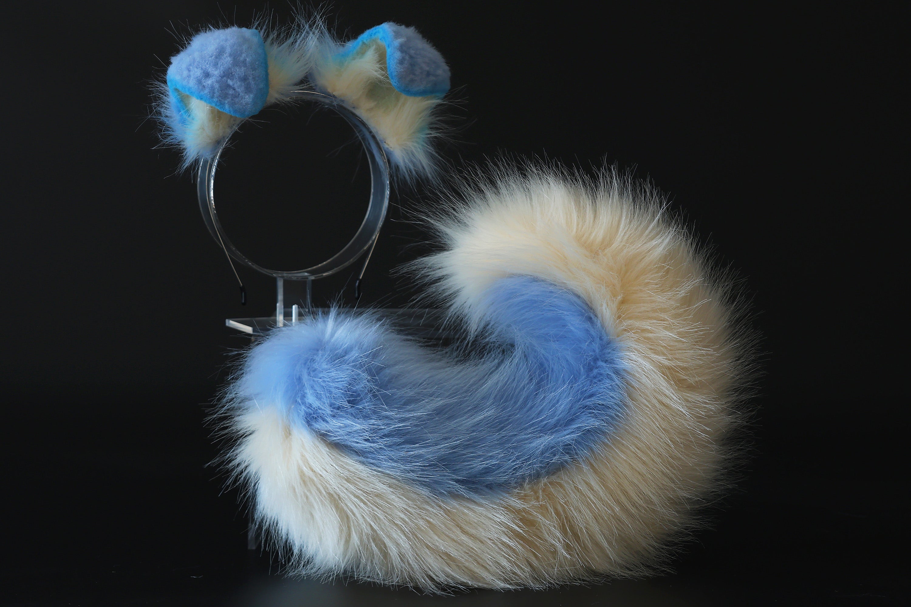 Blue beige puppy ear and tail plug set kemonomimi Shepherd dog ear and tail plug set Shiba Inu dog ear and tail butt plug set cosplay petplay puppy play dog therian