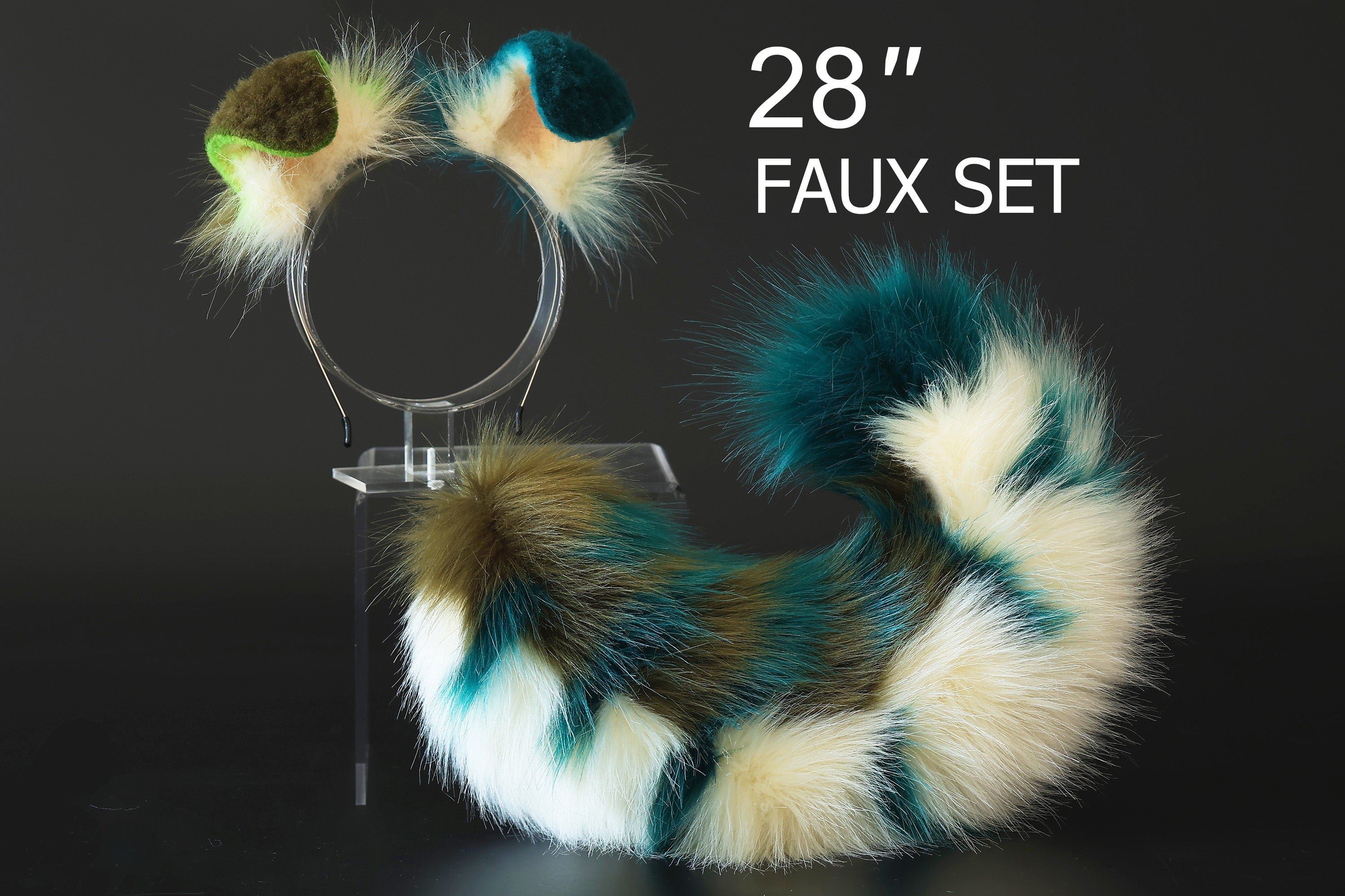 Green white faux fur shepherd dog tail and ear Splicing Shiba Inu dog ear and tail anime cosplay therian puppy ear tail butt plug dog girl kemonomimi puppy furry