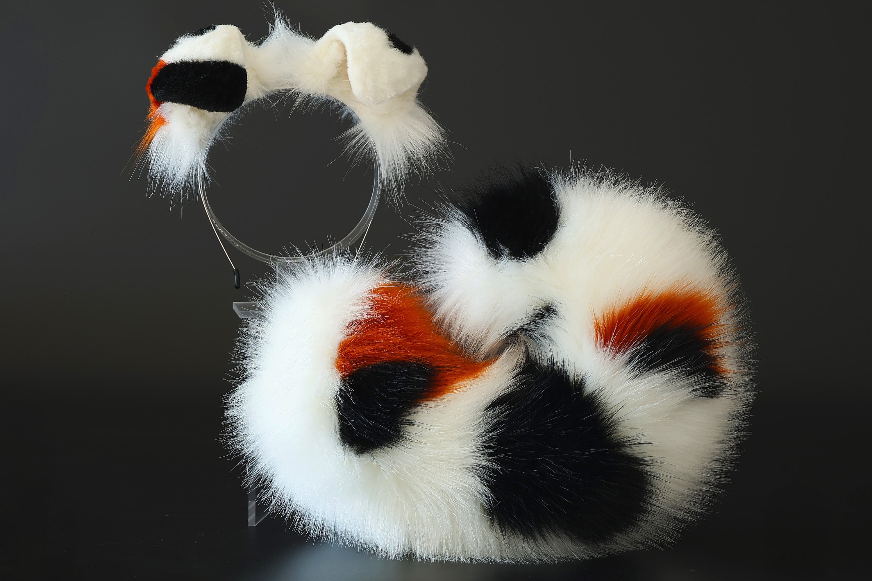 Calico shepherd dog tail and ear faux fur splicing Shiba Inu dog ear and tail butt plug anime cosplay therian puppy ear tail puppy girl kemonomimi puppyboy