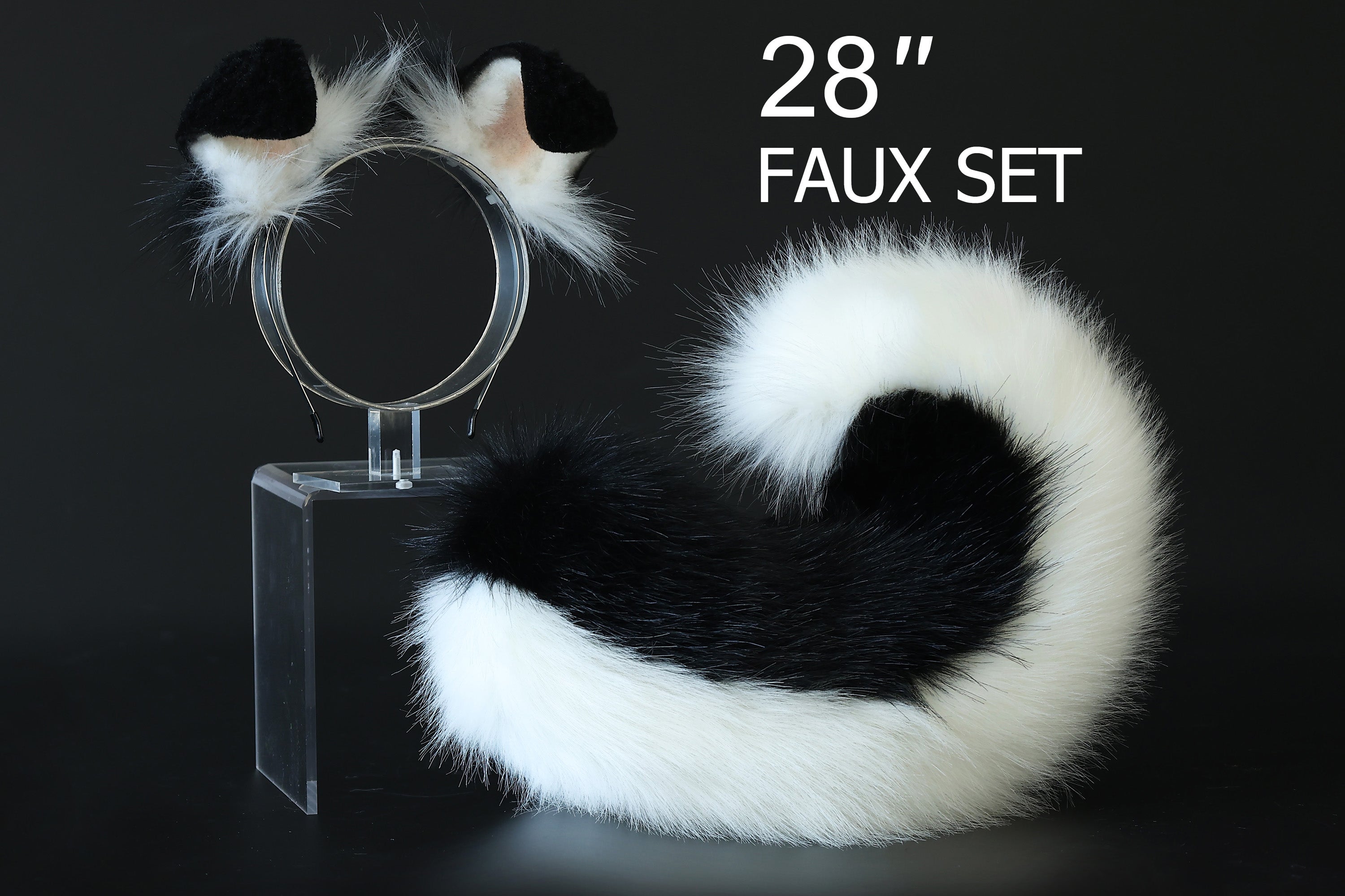 Black white puppy ear and tail plug set kemonomimi Shepherd dog ear and tail plug set Shiba Inu dog ear and tail butt plug set cosplay petplay puppy play dog therian