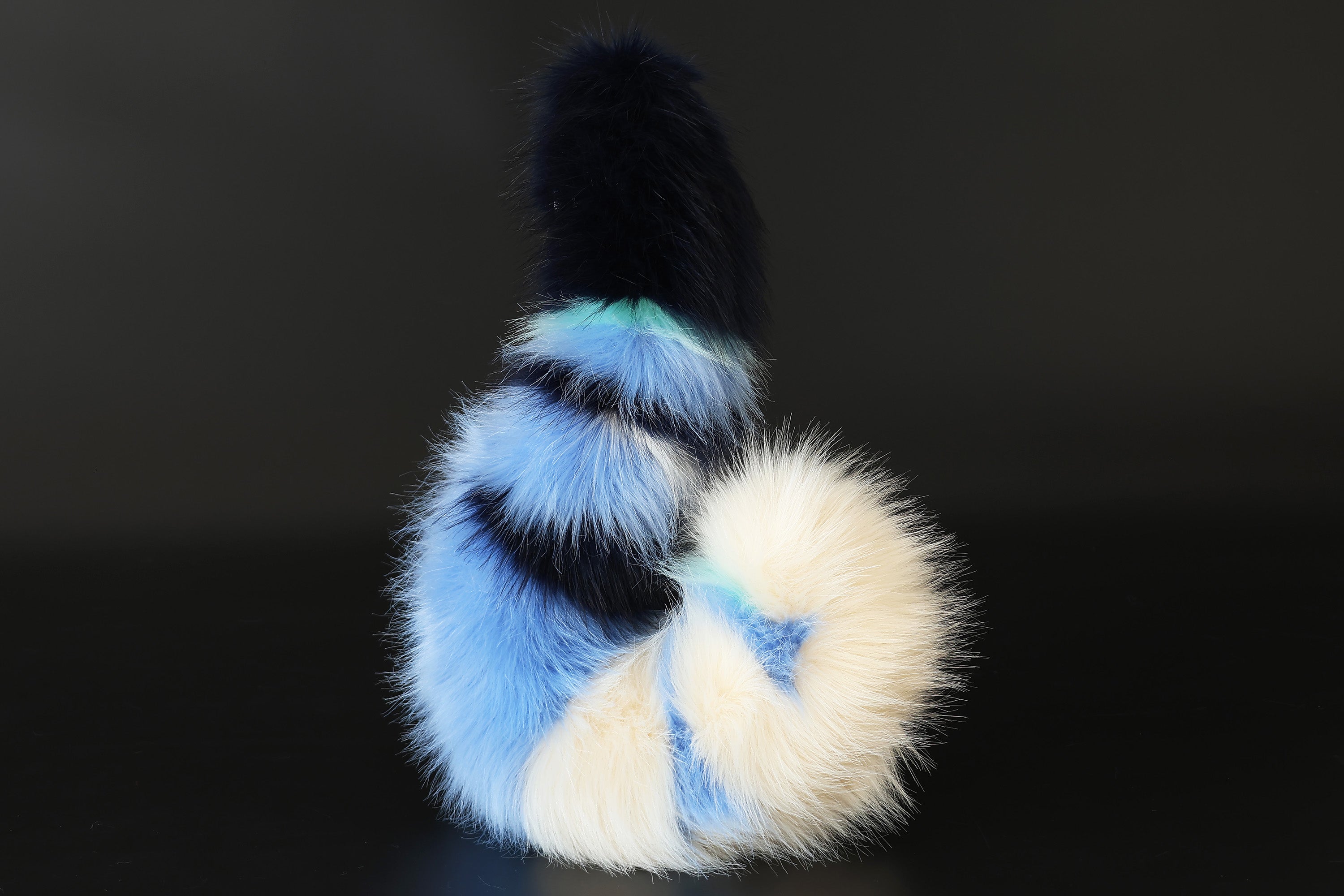 Faux fur cat tail and ear set blue white black kitten ear and tail butt plug anime cosplay therian fox ear and tail wolf ear and tail cat kemonomimi kitten