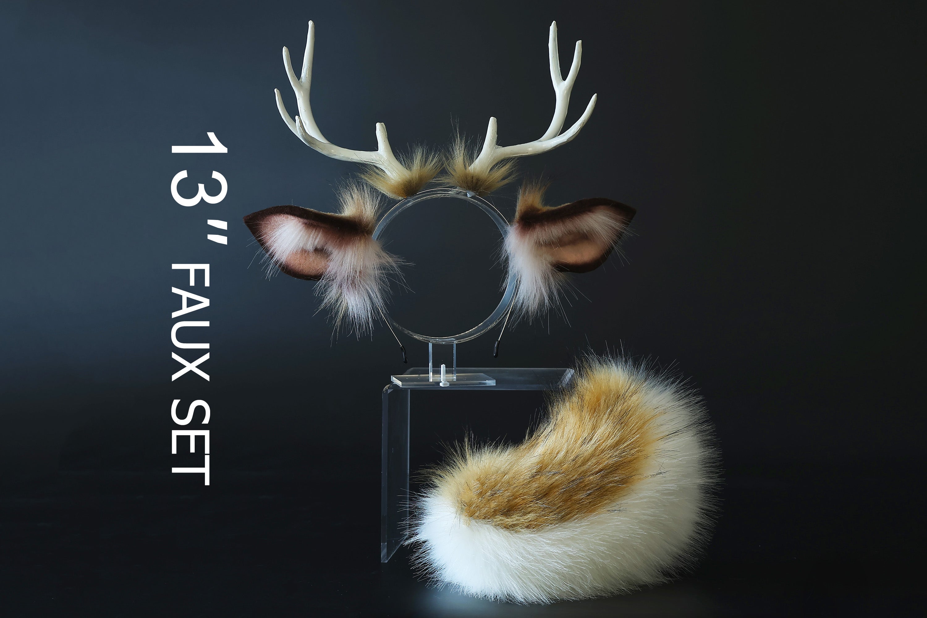 Faux fur deer ears and tail butt plug deer kemonomimi deer cosplay brown deer ears with horns therian anime cosplay christmas gift birthday