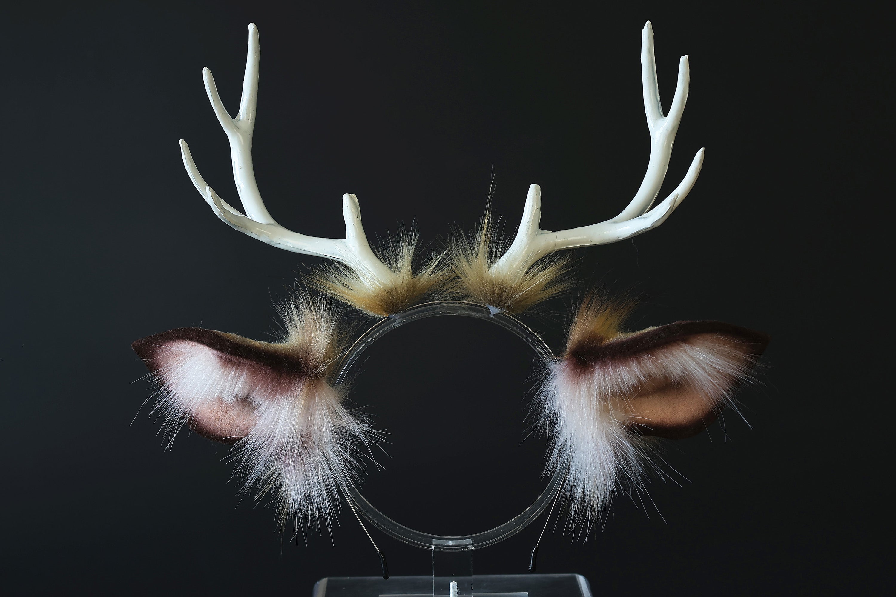 Faux fur deer ears and tail butt plug deer kemonomimi deer cosplay brown deer ears with horns therian anime cosplay christmas gift birthday