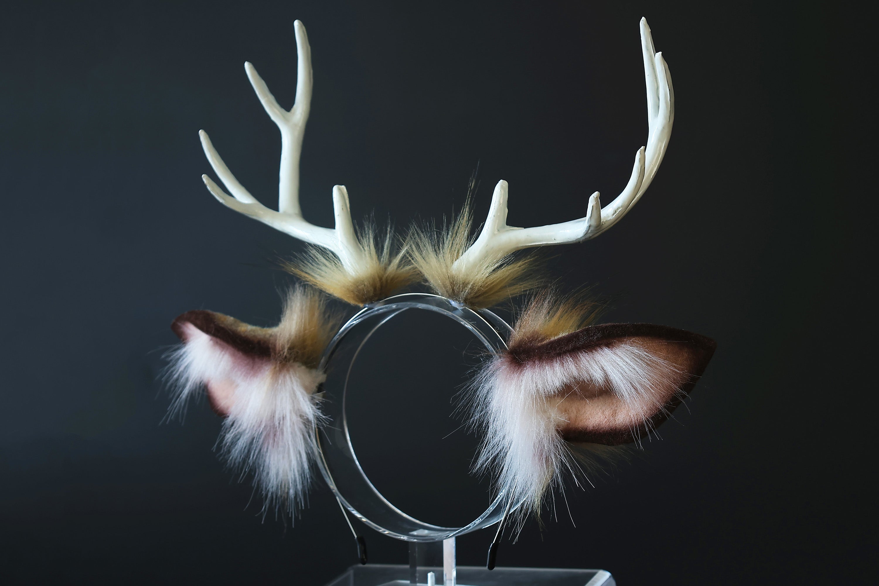 Faux fur deer ears and tail butt plug deer kemonomimi deer cosplay brown deer ears with horns therian anime cosplay christmas gift birthday