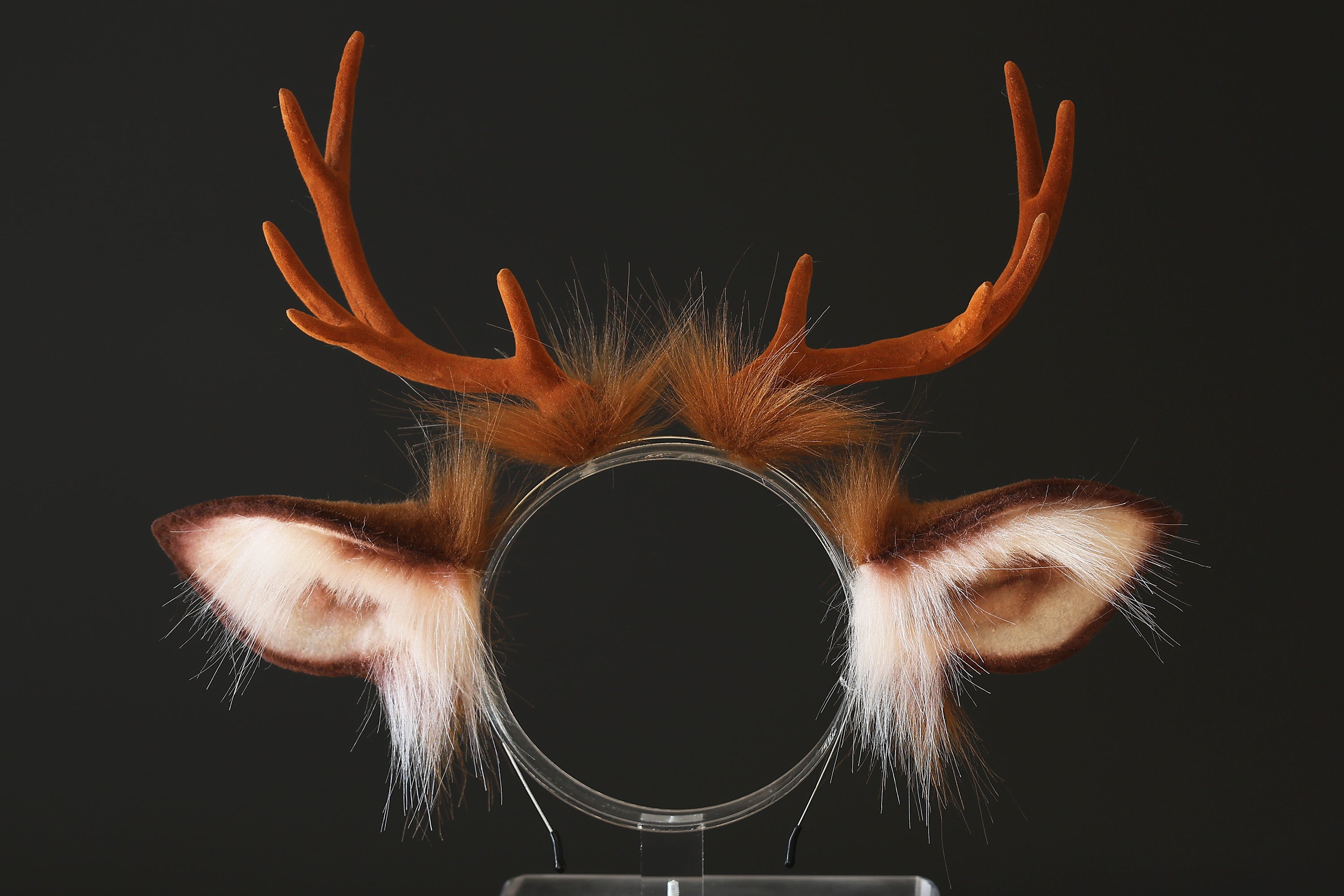 Faux fur deer ears and tail butt plug deer kemonomimi costume deer cosplay brown deer ears with horns therian anime cosplay christmas gift birthday