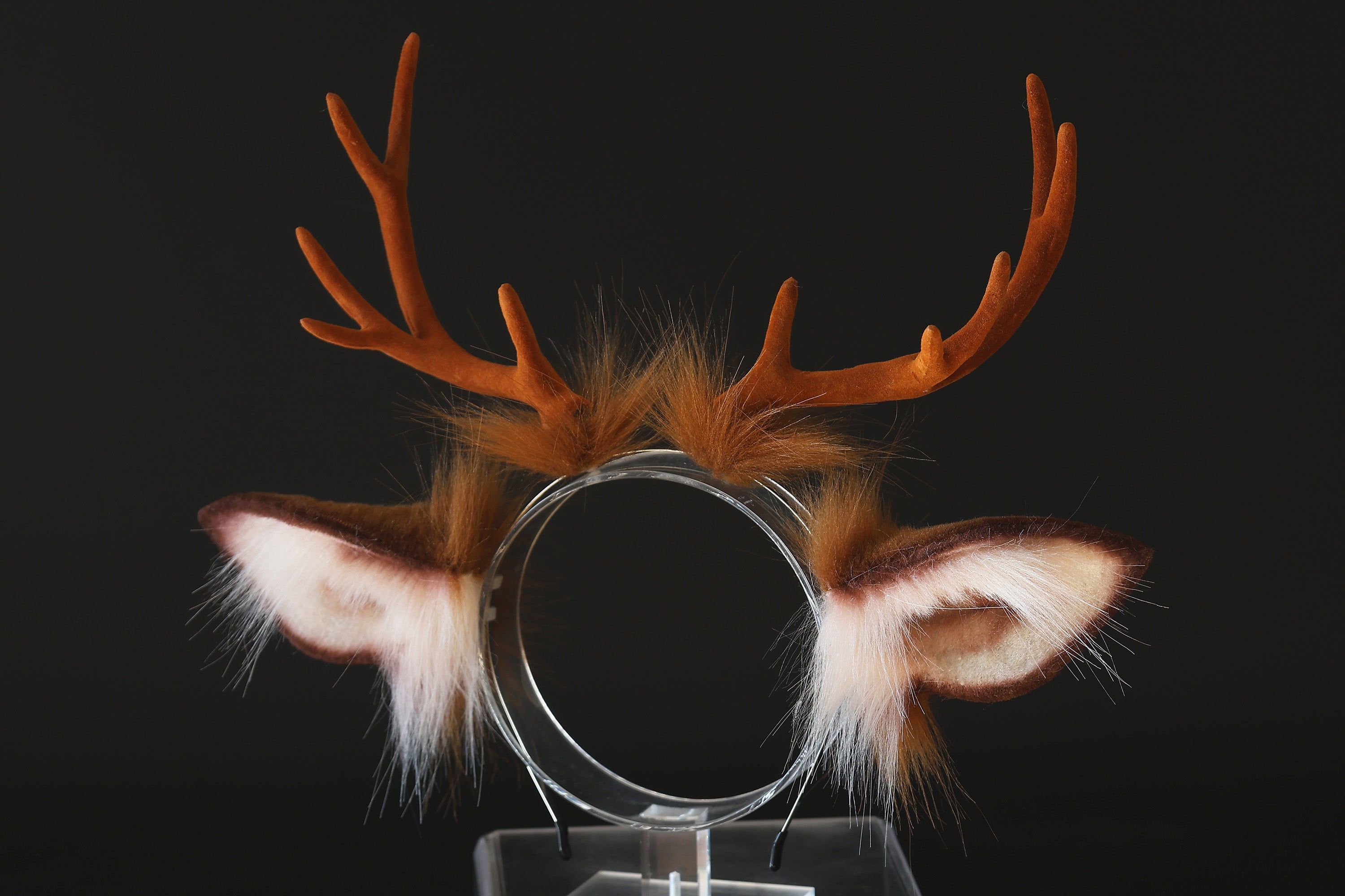 Faux fur deer ears and tail butt plug deer kemonomimi costume deer cosplay brown deer ears with horns therian anime cosplay christmas gift birthday