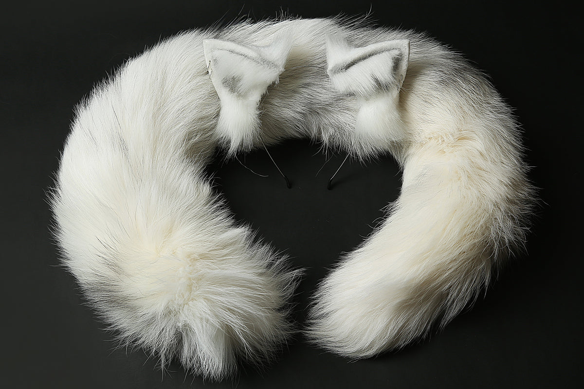 Fox tail plug and ear set - fox ear and tail buttplug - wolf tail butt   Aliriga
