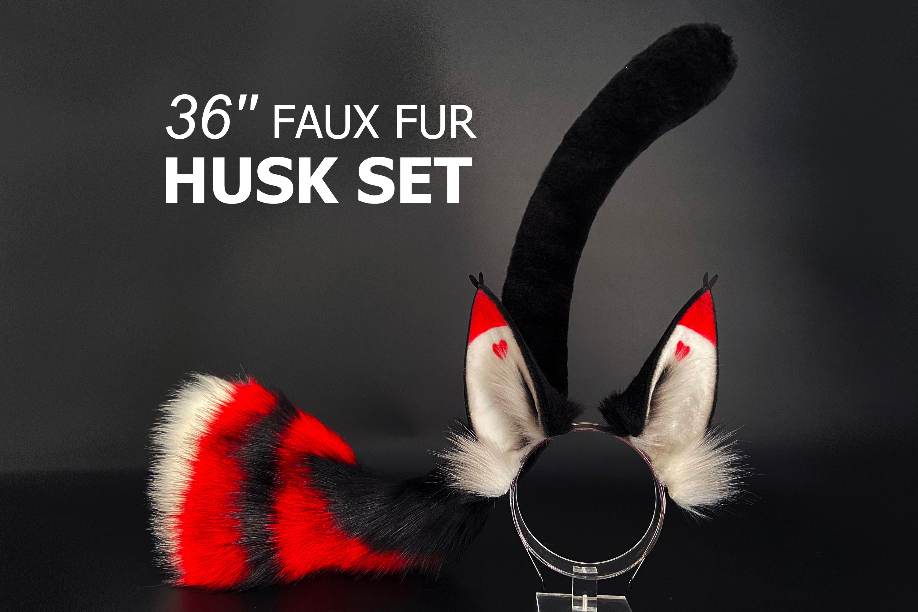 Faux Fur Husk Ears Husk tail Hazbin Hotel Cosplay Ears - Husk Tail Cosplay - Hazbin Hotel Husk Ears and Tail - Faux Fur Ears and Tug Tail