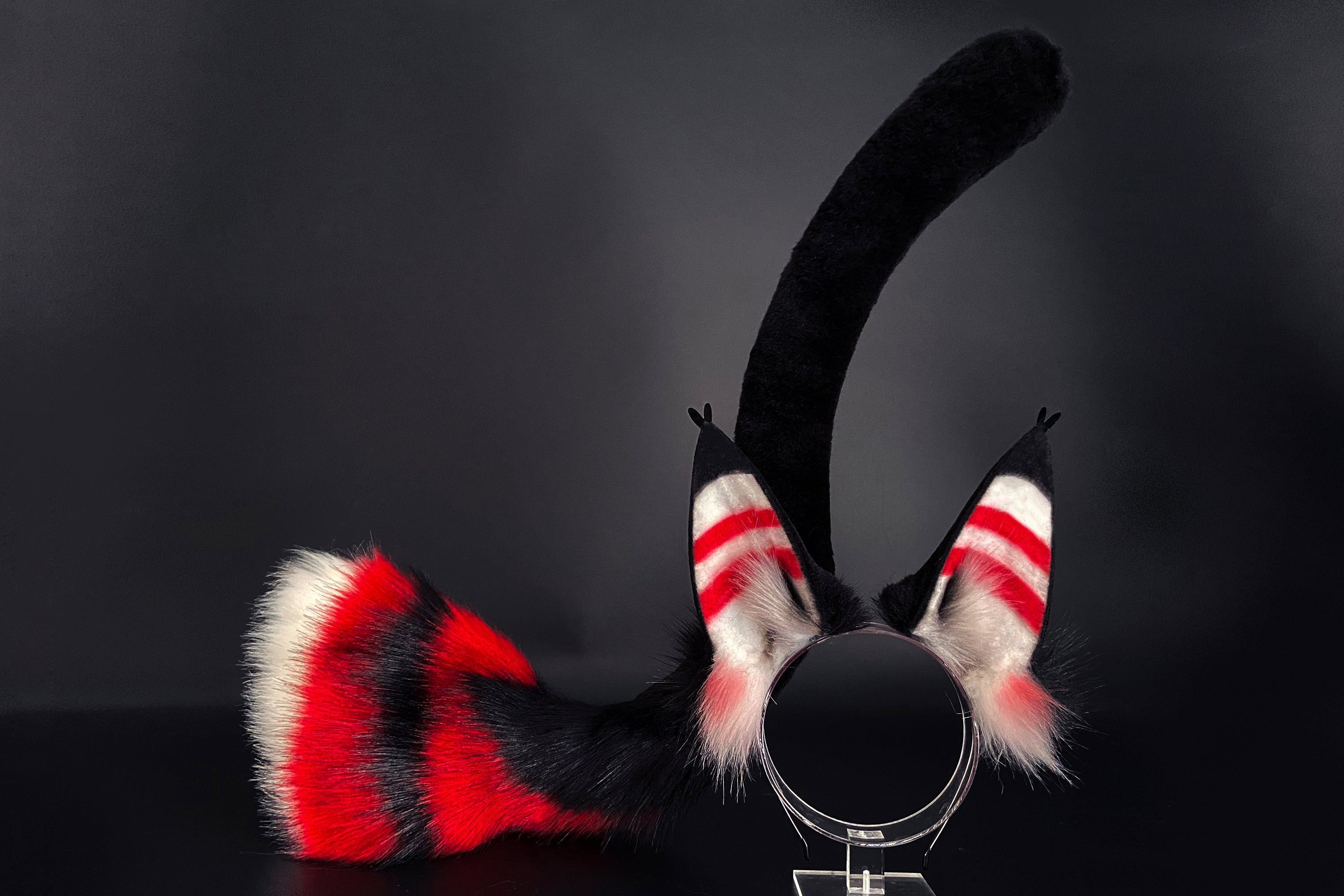Faux Fur Husk Ears Husk tail Hazbin Hotel Cosplay Ears - Husk Tail Cosplay - Hazbin Hotel Husk Ears and Tail - Faux Fur Ears and Tug Tail