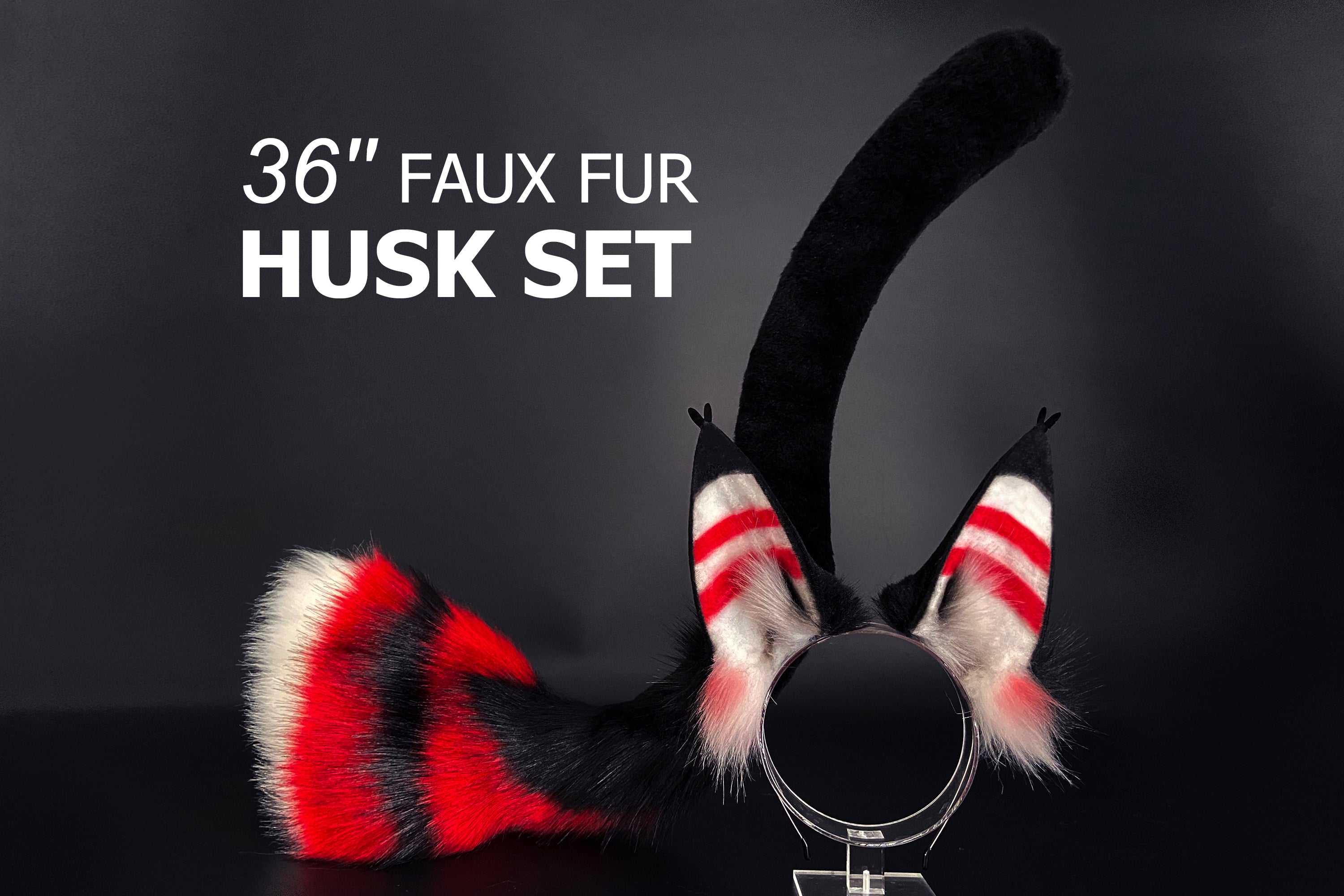 Faux Fur Husk Ears Husk tail Hazbin Hotel Cosplay Ears - Husk Tail Cosplay - Hazbin Hotel Husk Ears and Tail - Faux Fur Ears and Tug Tail