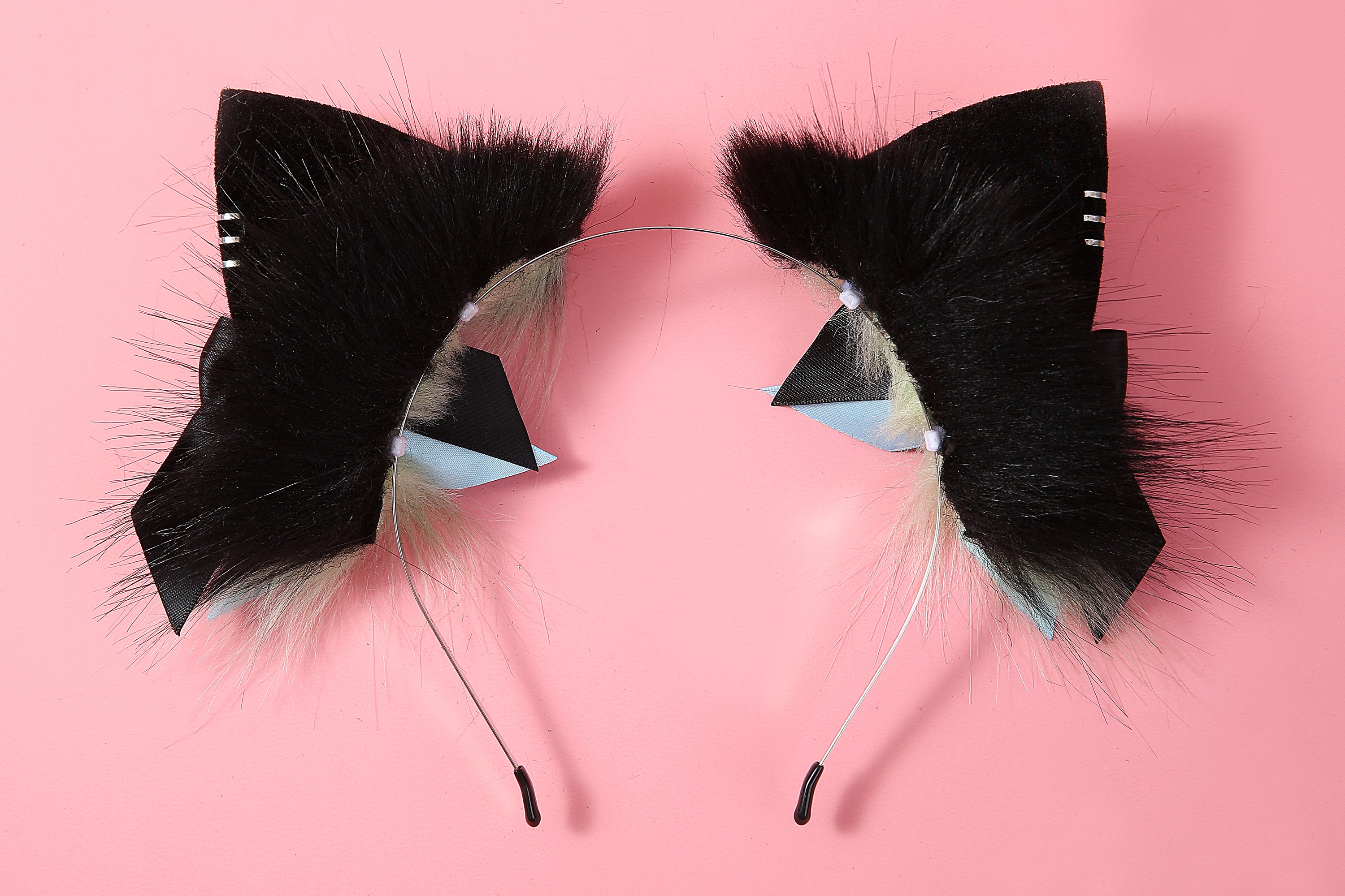 Green black cat ears headband and tail set kitten tail and ears cosplay