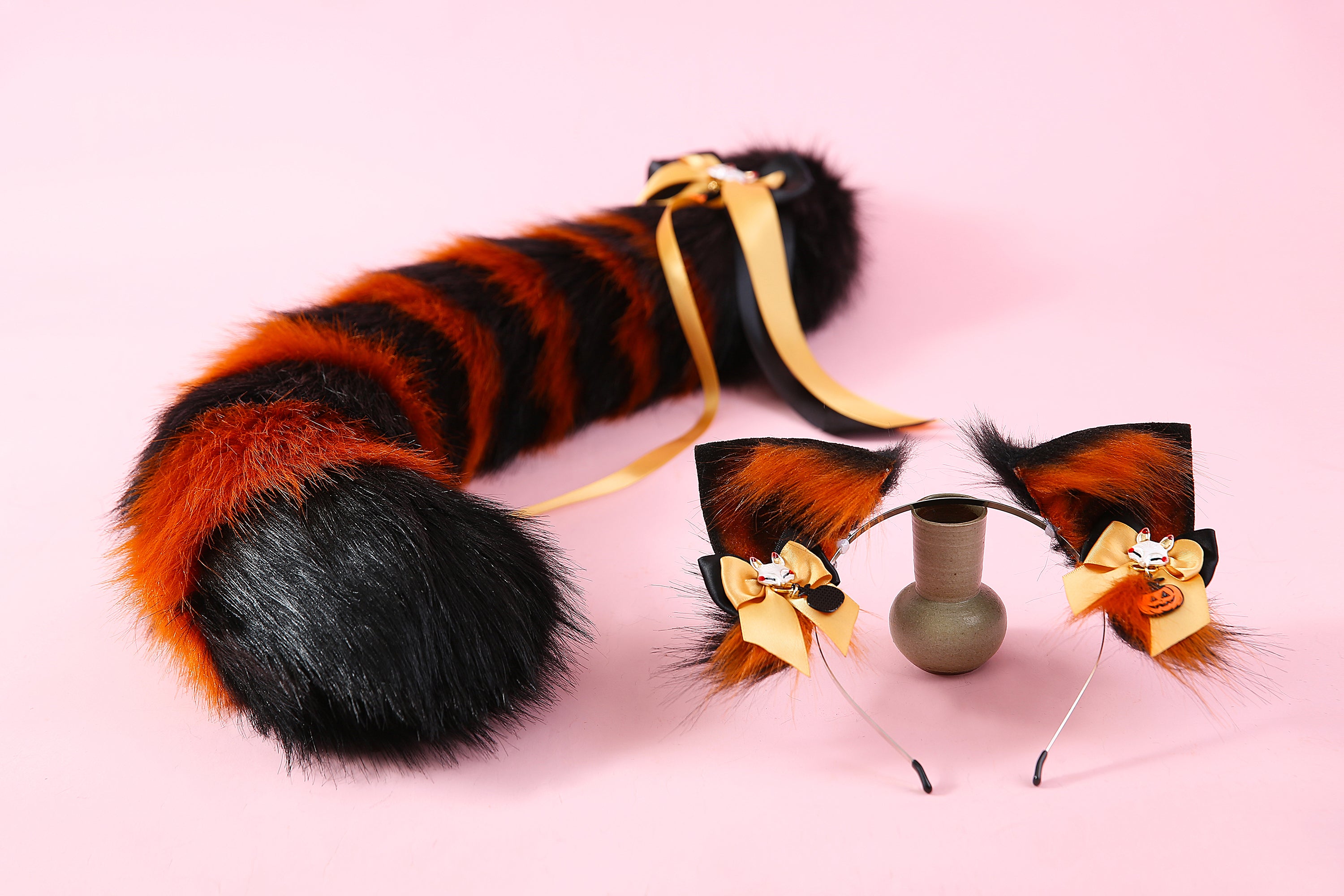 Kitten ear and tail set cat ear headband and tail