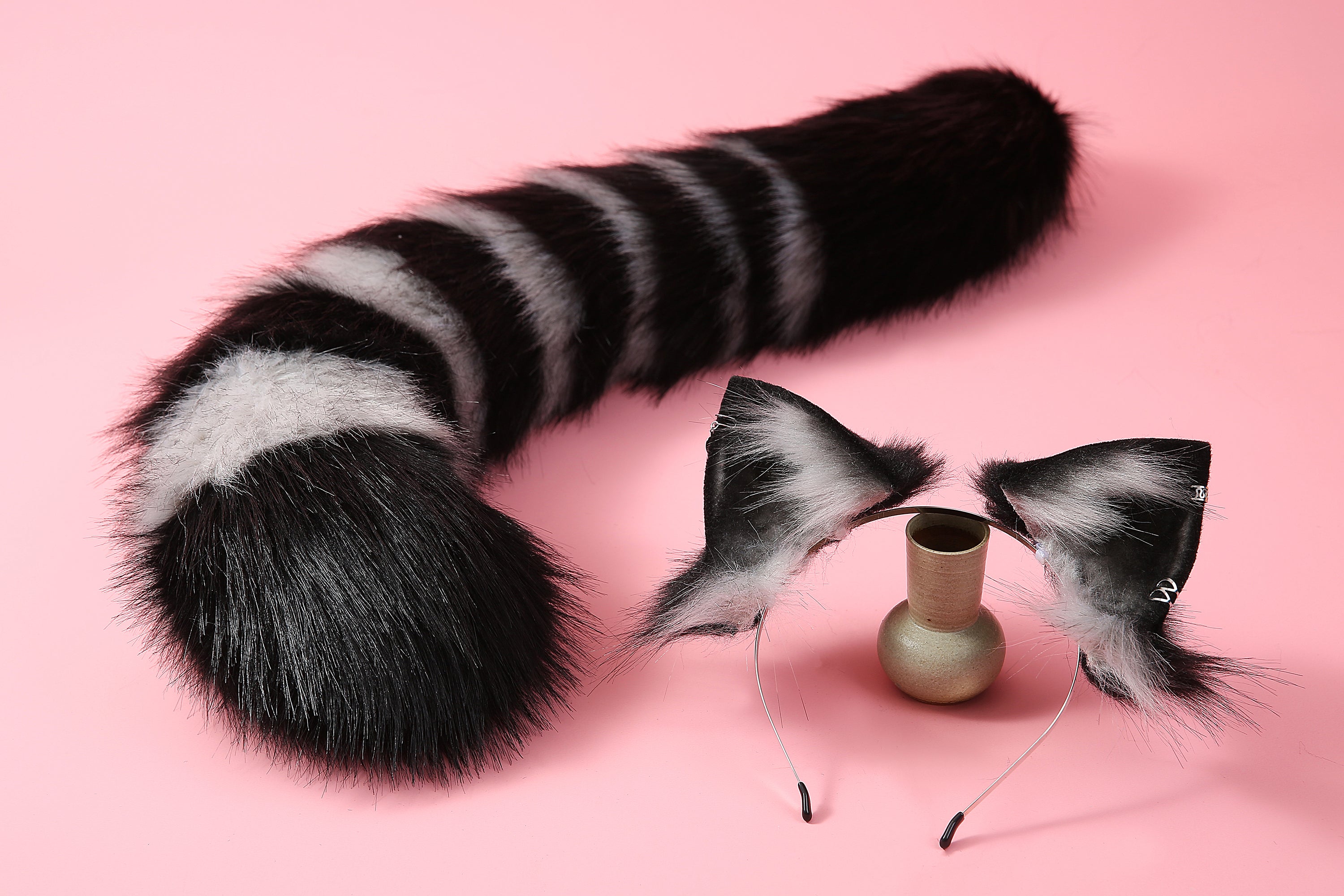 Cat ear headband and tail set kitten ear and tail