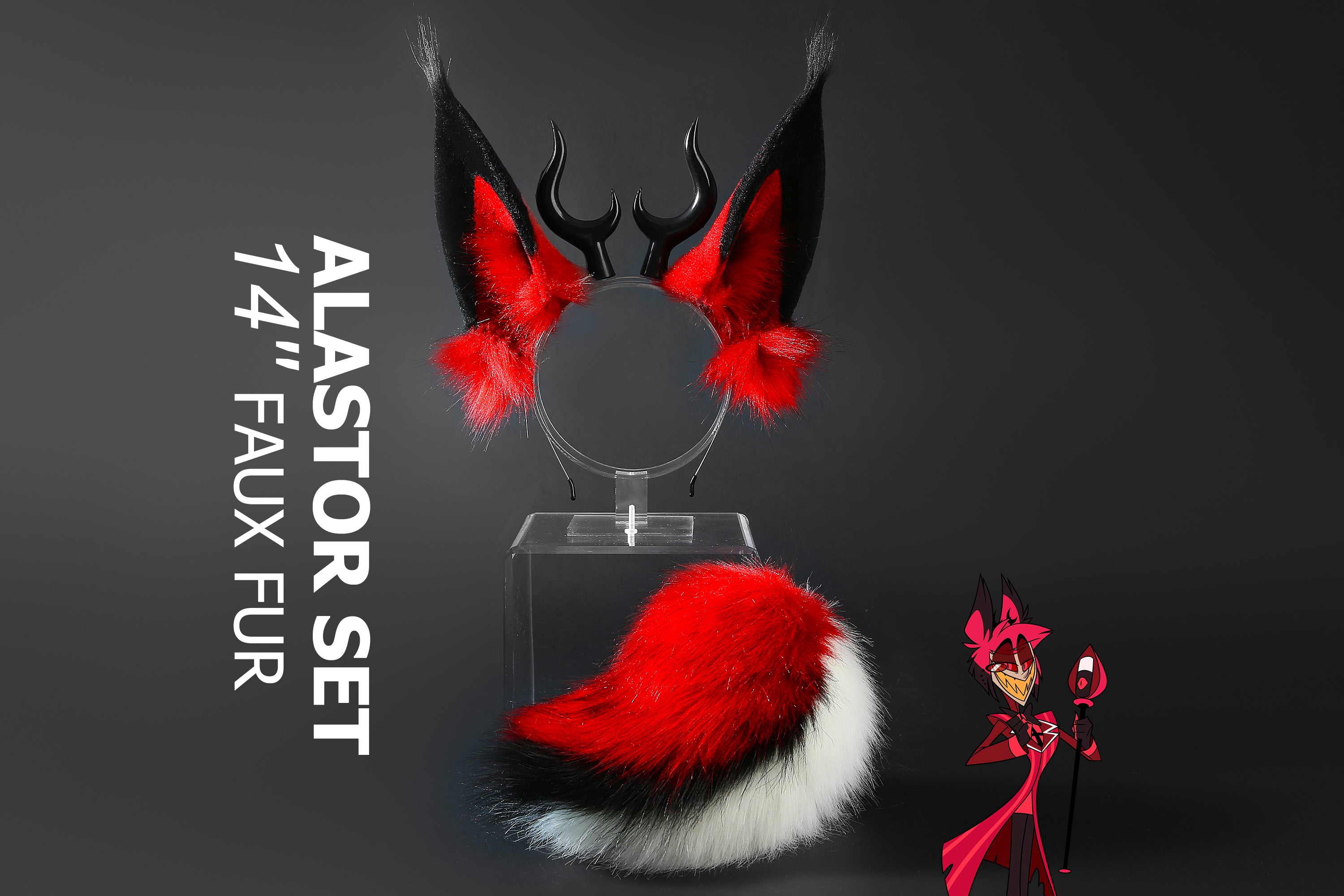 Faux Fur Alastor Ears and Tail