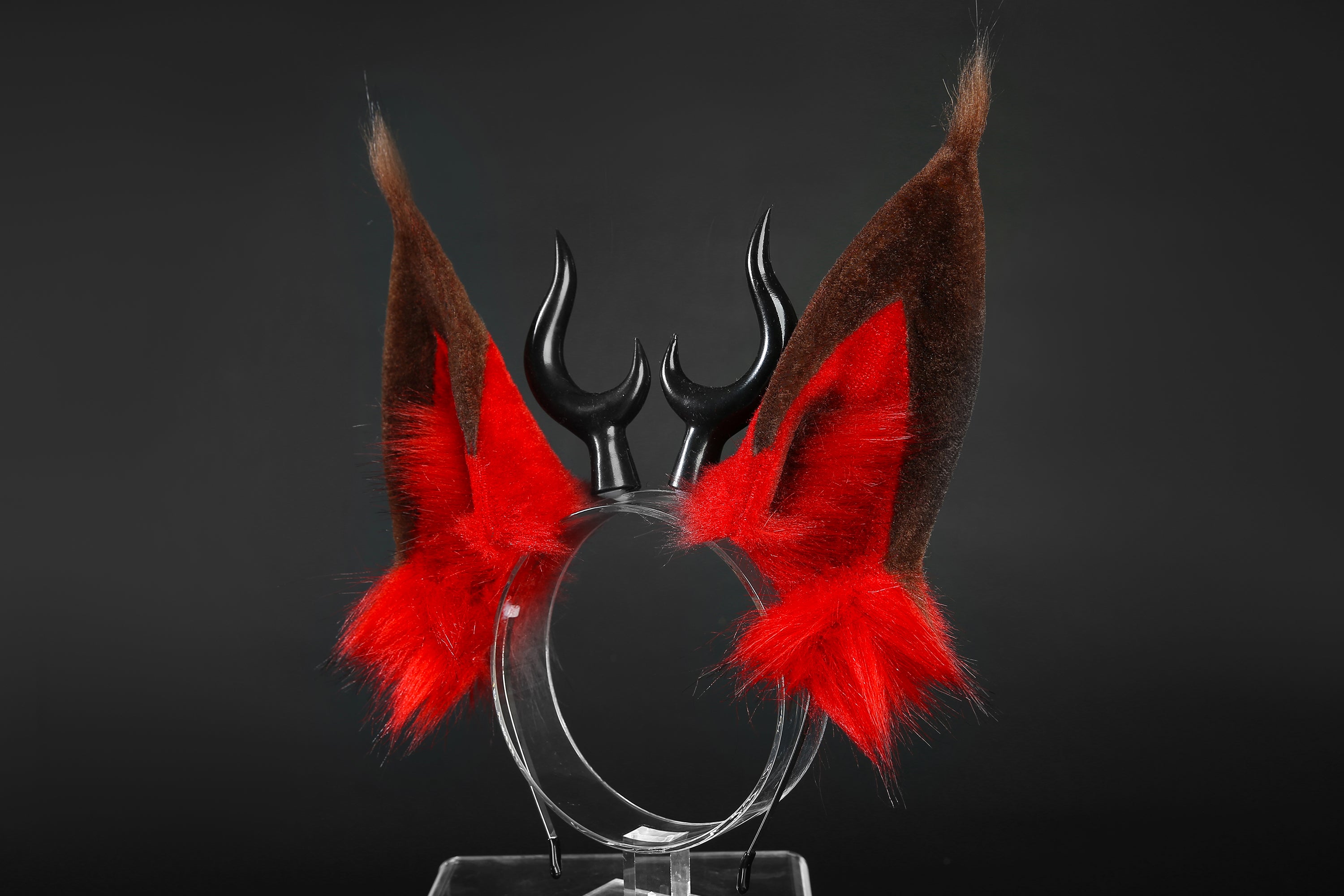 Faux Fur Alastor Ears and Tail Hazbin Hotel Cosplay