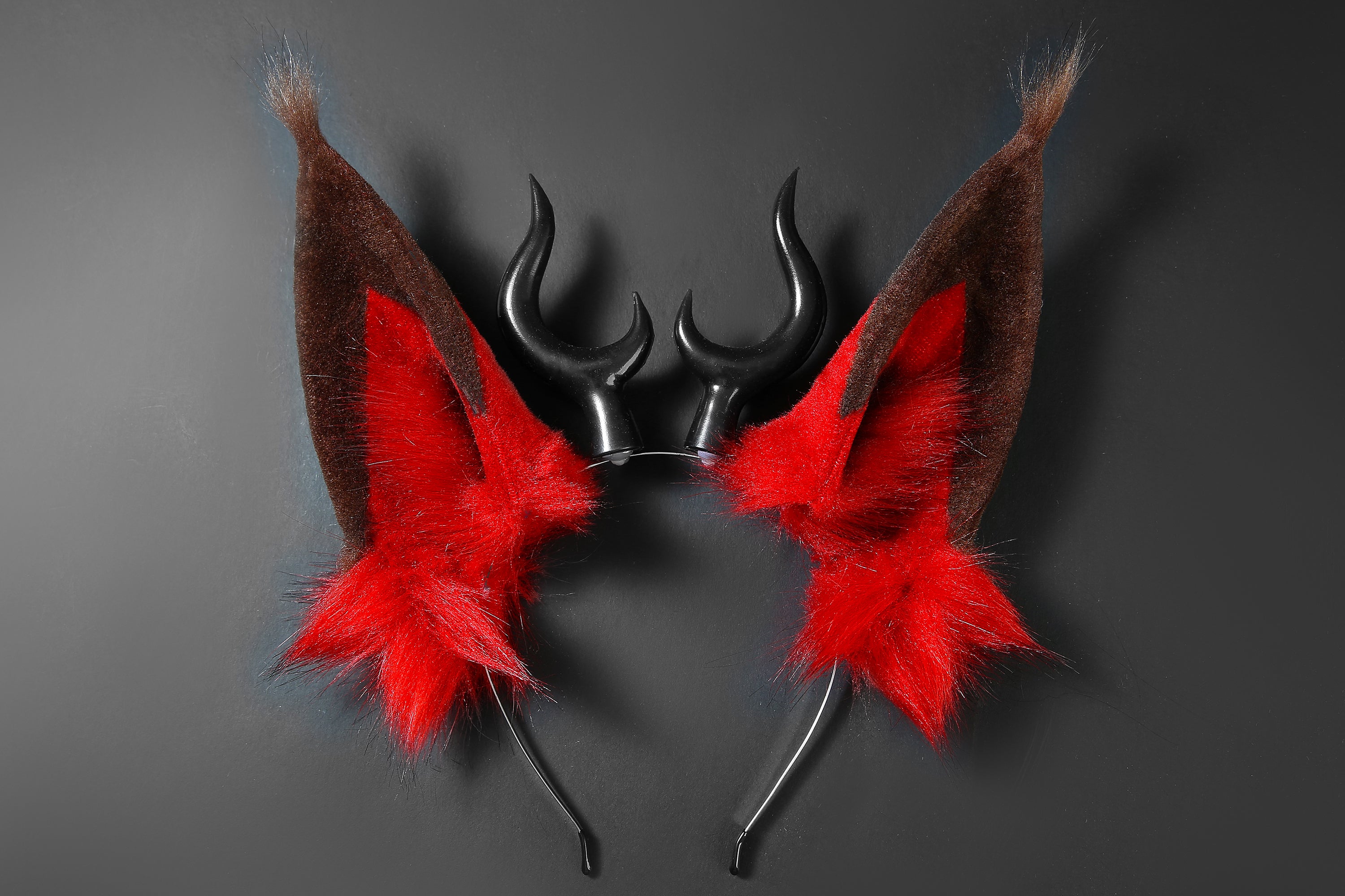 Faux Fur Alastor Ears and Tail Hazbin Hotel Cosplay