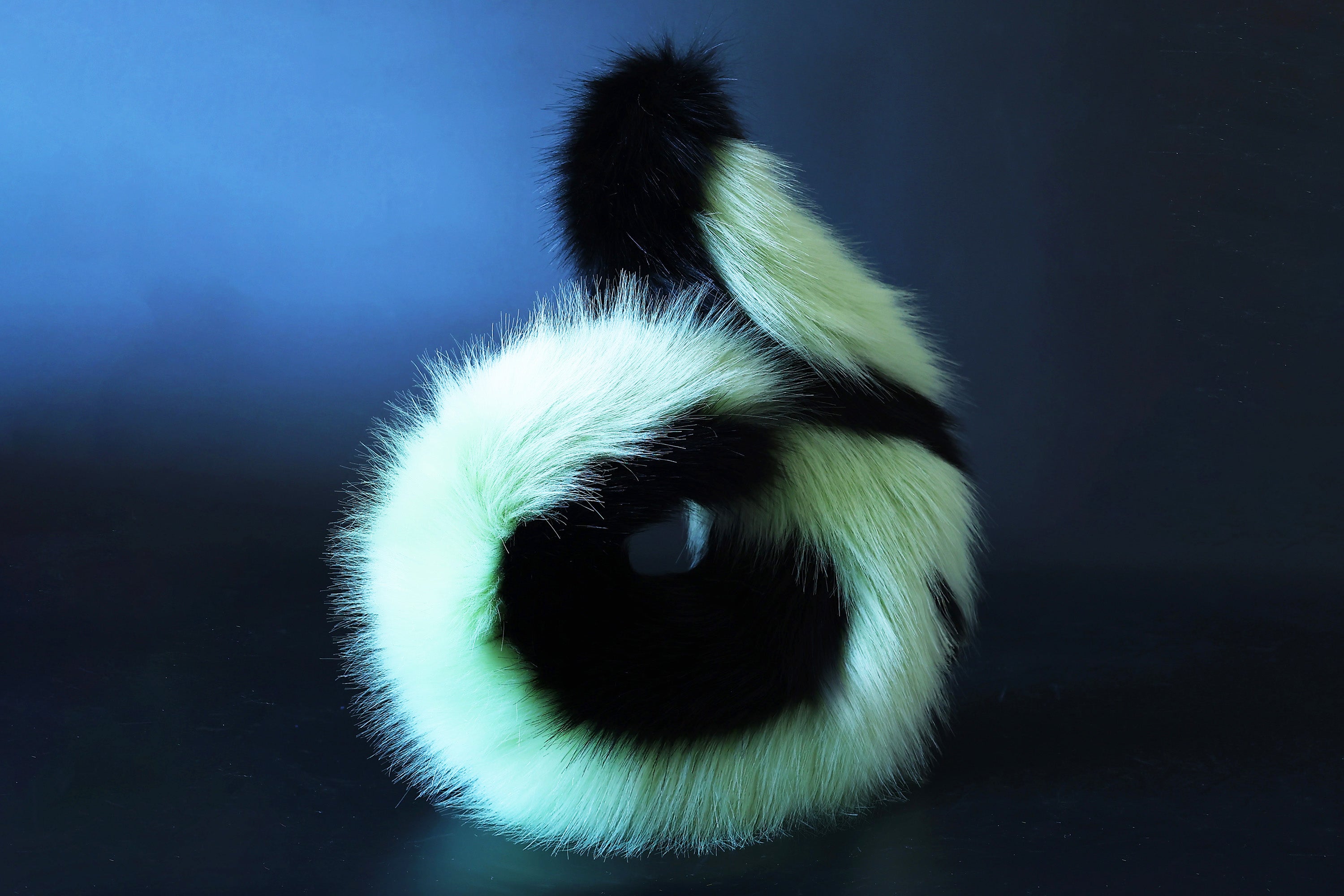 Green black faux fur puppy ear and tail kemonomimi shepherd dog tail and ear set shiba Inu dog ear and tail plug curved anime cosplay puppy play