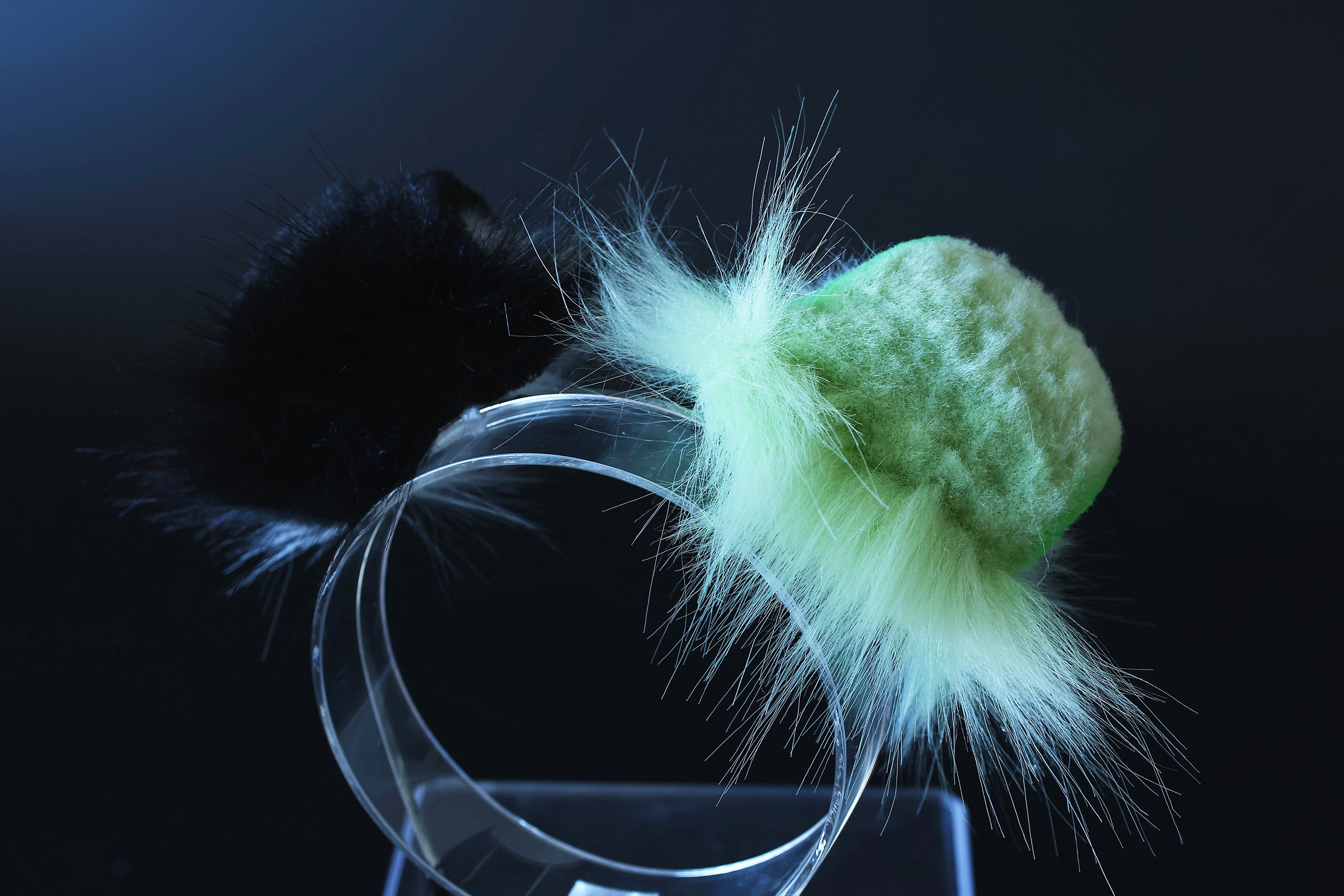 Green black faux fur puppy ear and tail kemonomimi shepherd dog tail and ear set shiba Inu dog ear and tail plug curved anime cosplay puppy play