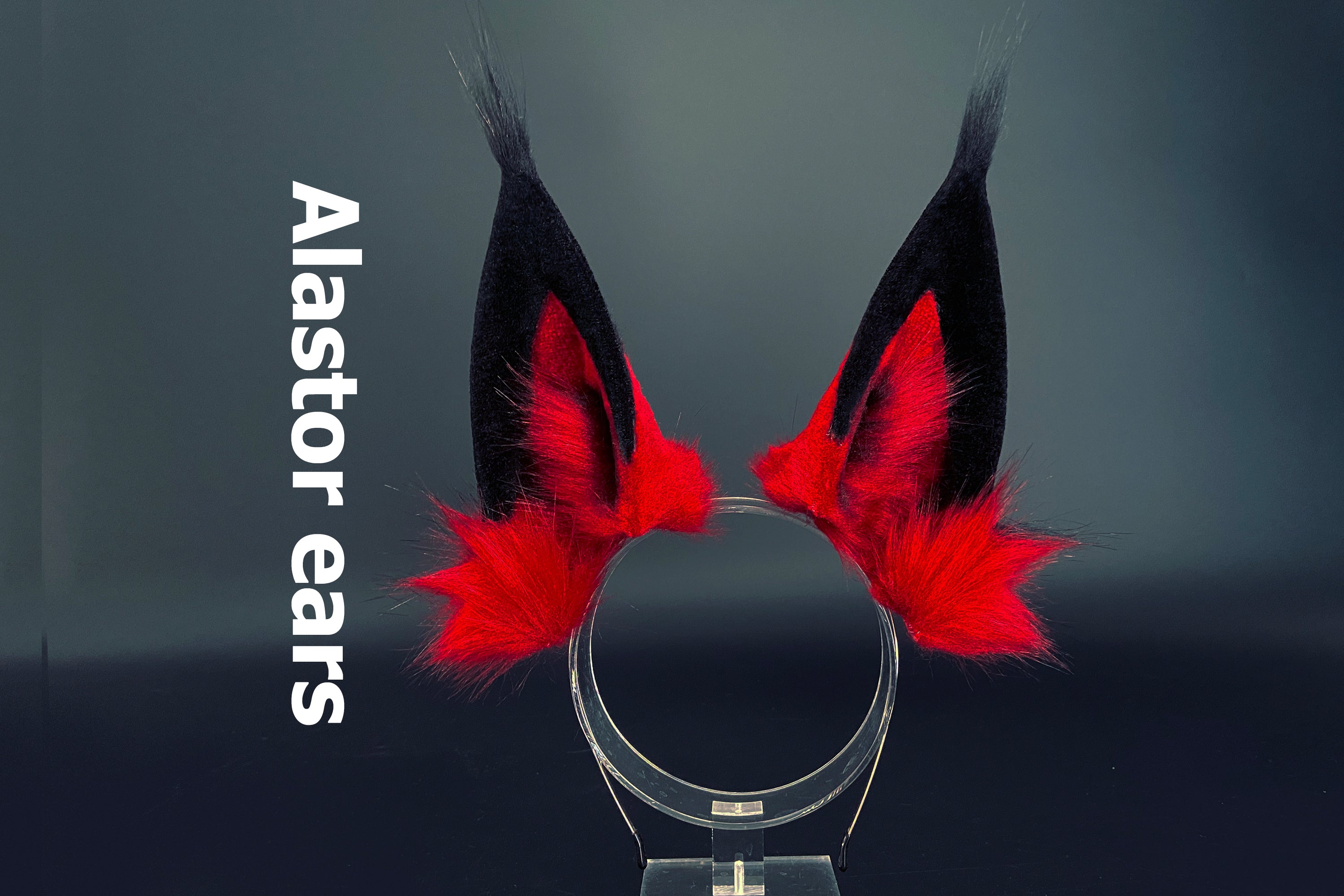 Red and Black Faux Fur Alastor Ears Hazbin Hotel Cosplay Ears - Cosplay Ears - Alastor cosplay - Alastor Hazbin Hotel