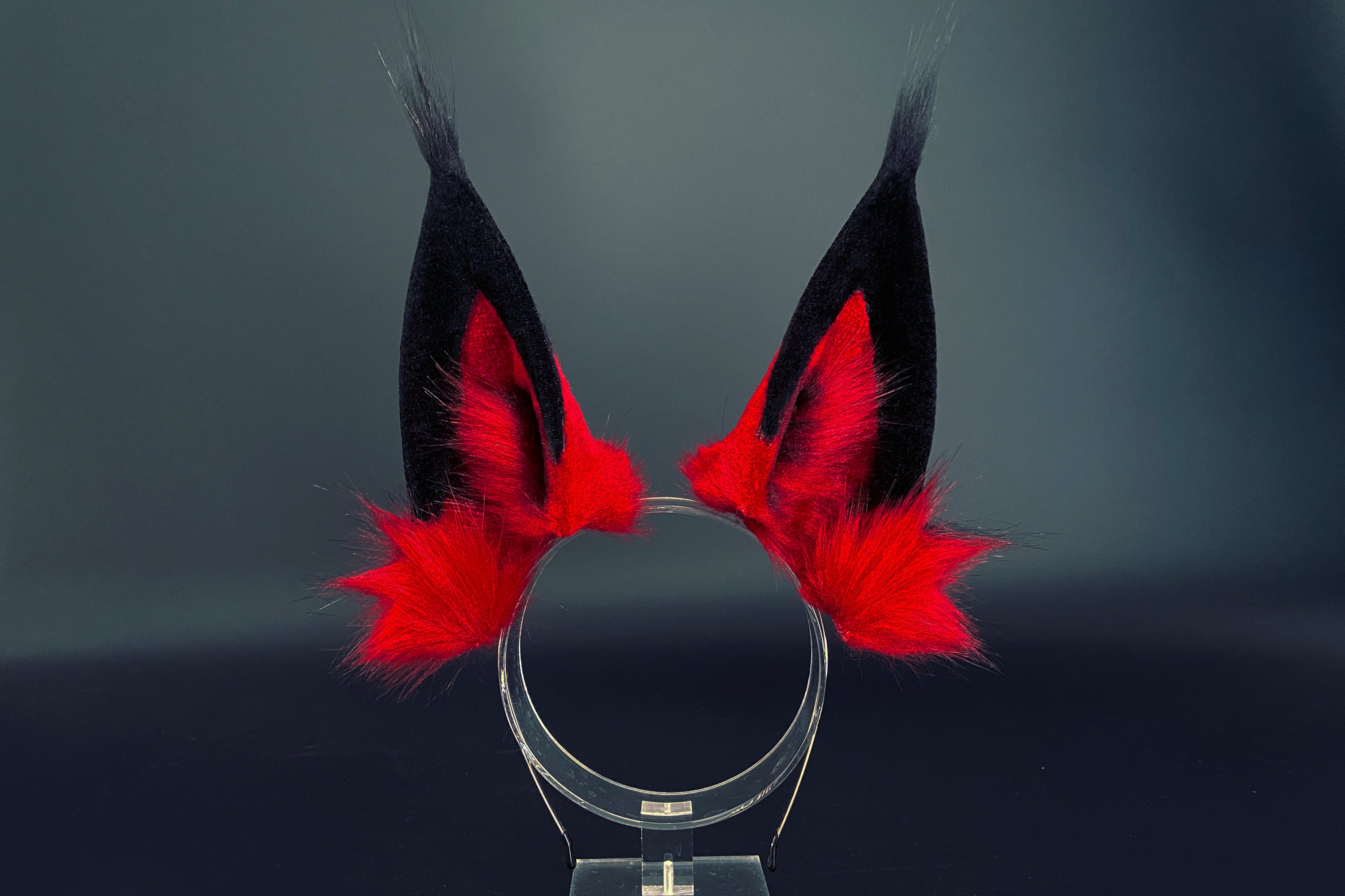 Red and Black Faux Fur Alastor Ears Hazbin Hotel Cosplay Ears - Cosplay Ears - Alastor cosplay - Alastor Hazbin Hotel