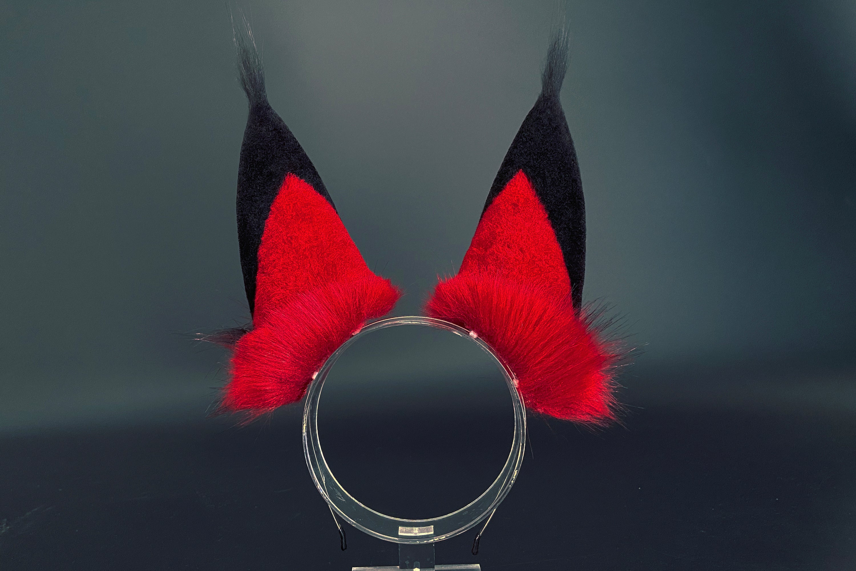 Red and Black Faux Fur Alastor Ears Hazbin Hotel Cosplay Ears - Cosplay Ears - Alastor cosplay - Alastor Hazbin Hotel