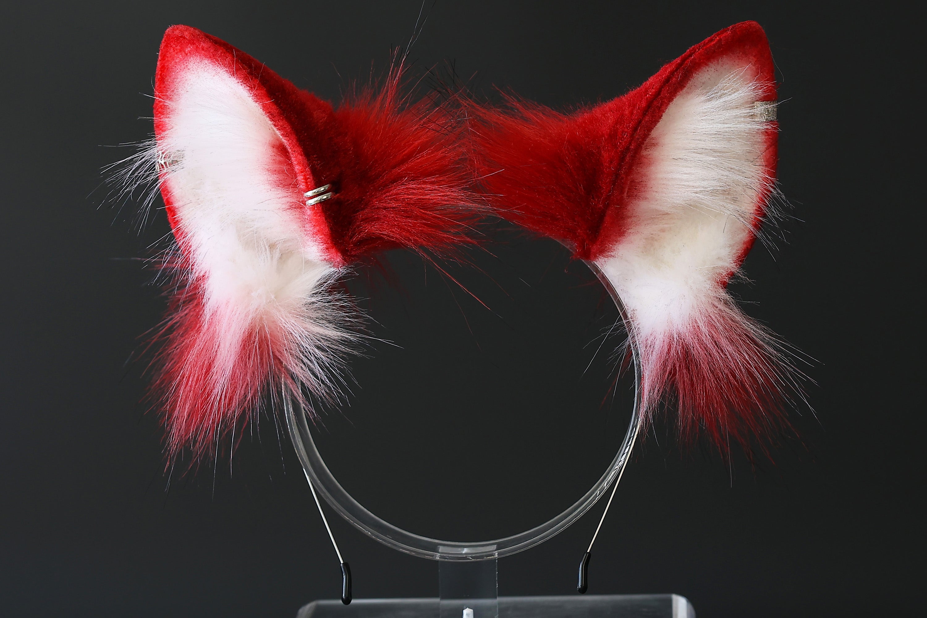 Red white faux fur shepherd dog tail and ear set Shiba Inu dog ear and tail butt plug anime cosplay therian puppy ear and tail puppy girl kemonomimi