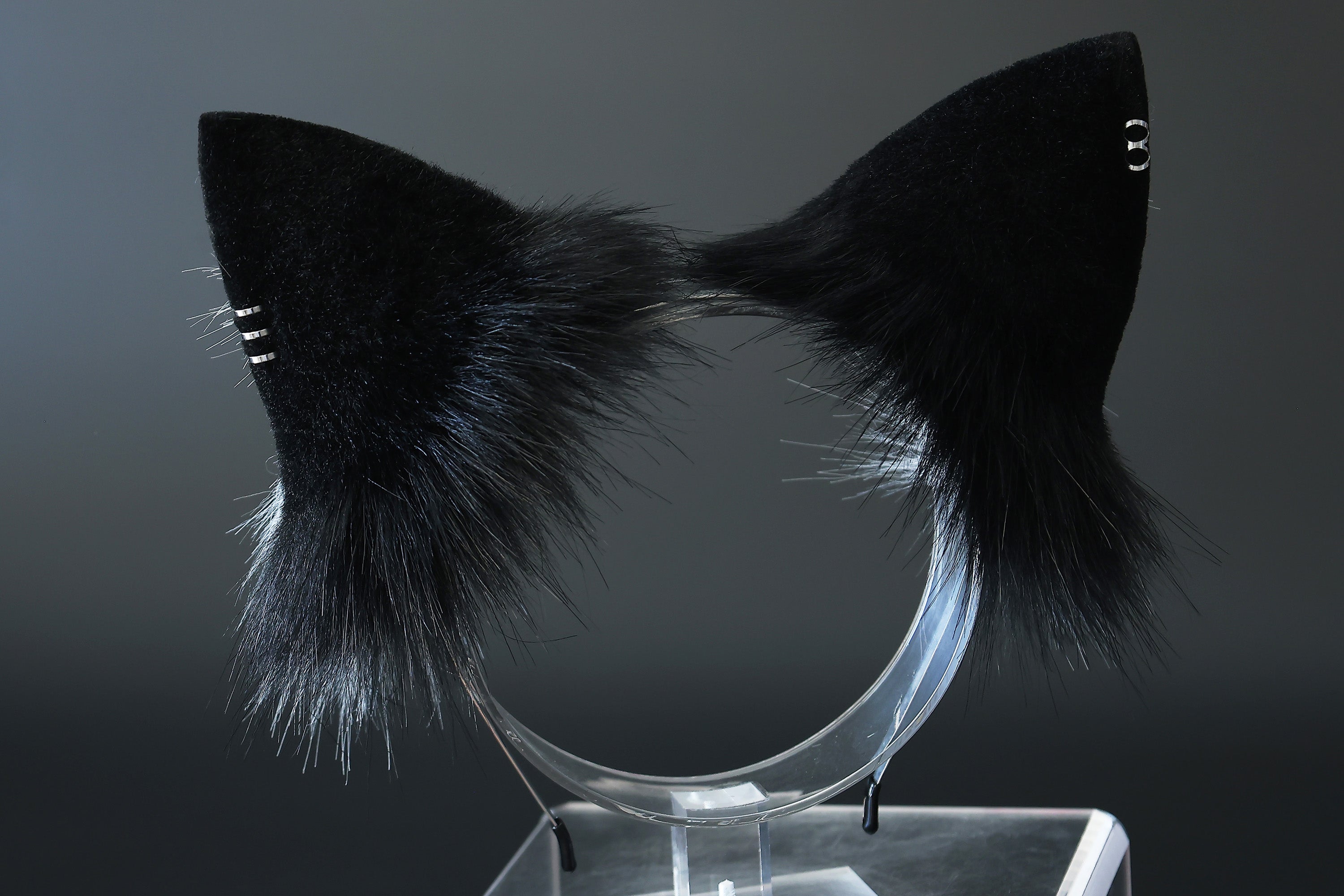 Realistic faux fur fox tail and ear set neon black splicing wolf ear and tail anime cosplay therian cat ear and tail kitten kemonomimi furry