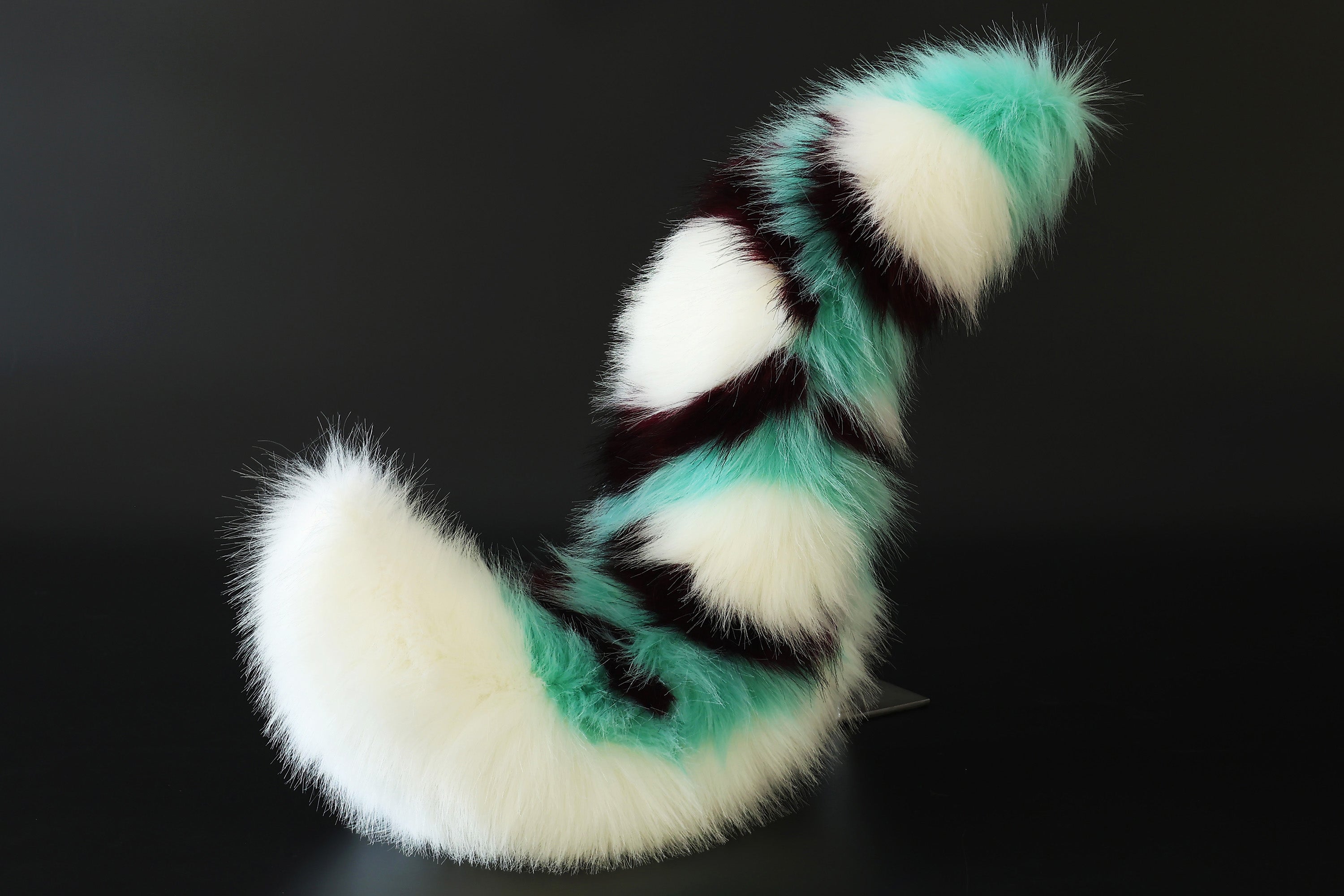 Realistic faux fur wolf ear and tail set Lake blue splicing fox ear and tail anime cosplay cat ear and tail kitten therian fox tail kemonomimi