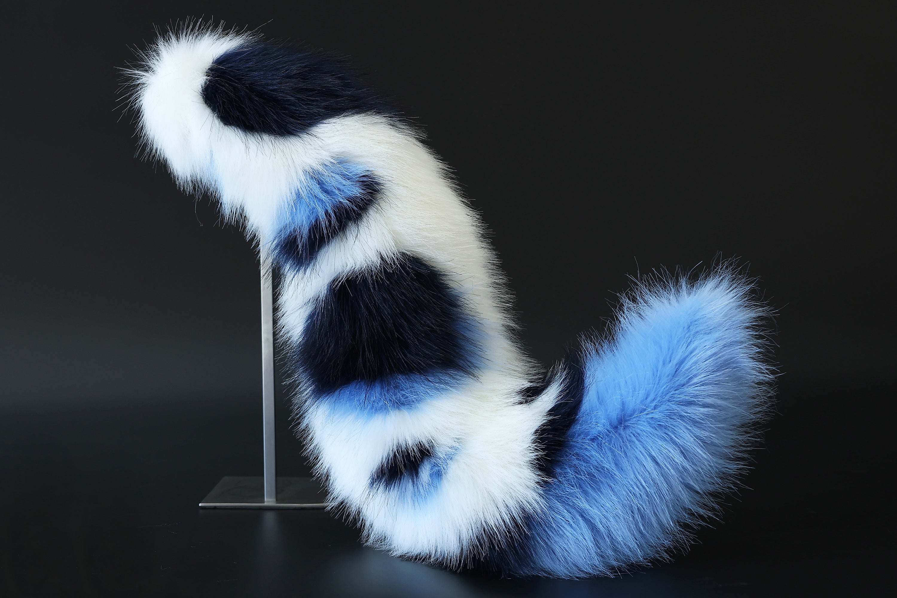 Realistic faux fur wolf ear and tail set blue splicing fox ear and tail butt plug anime cosplay cat ear and tail kitten therian fox tail kemonomimi