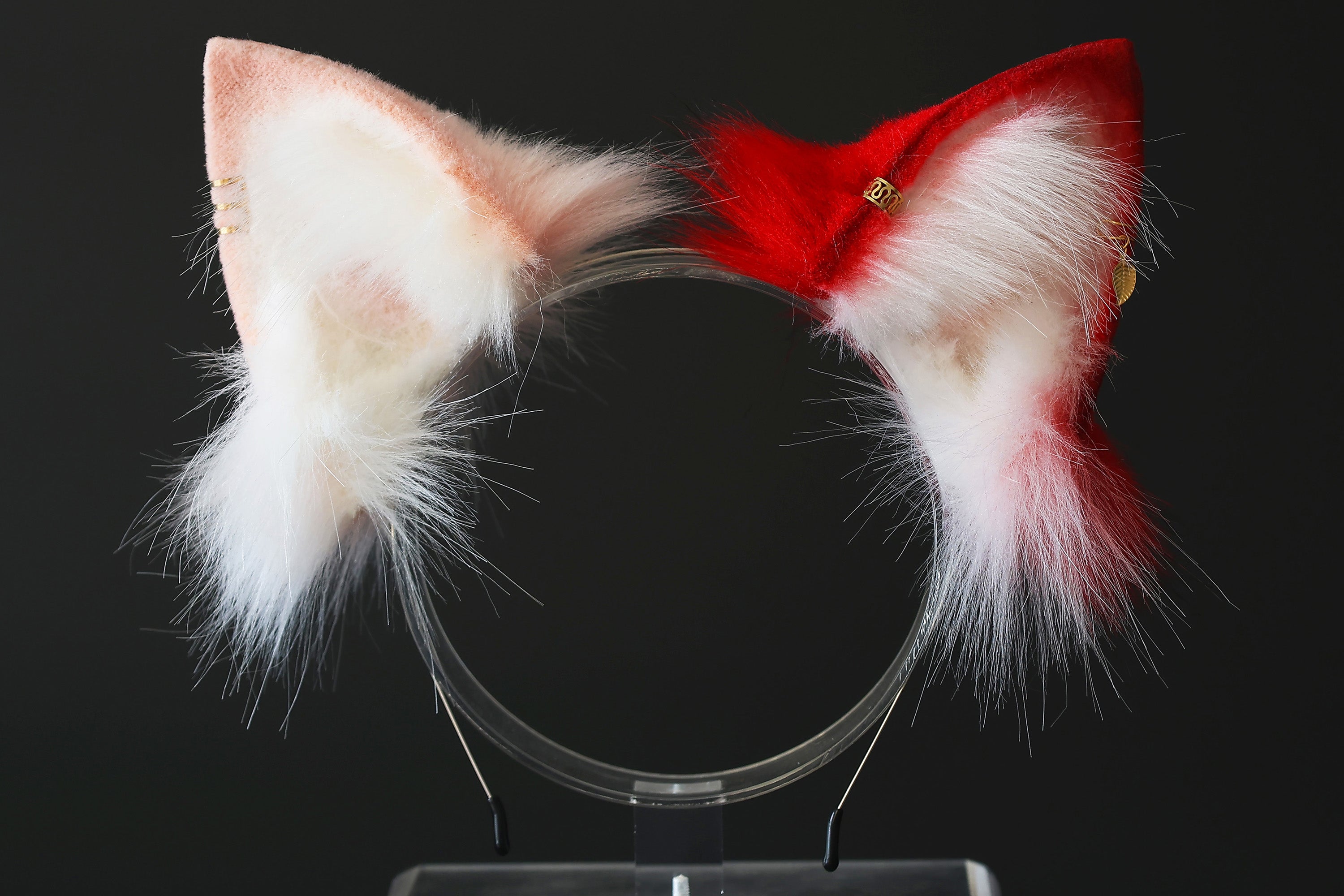 Realistic faux fur wolf ear and tail set pink splicing fox ear and tail anime cosplay cat ear and tail butt plug kitten therian fox tail kemonomimi