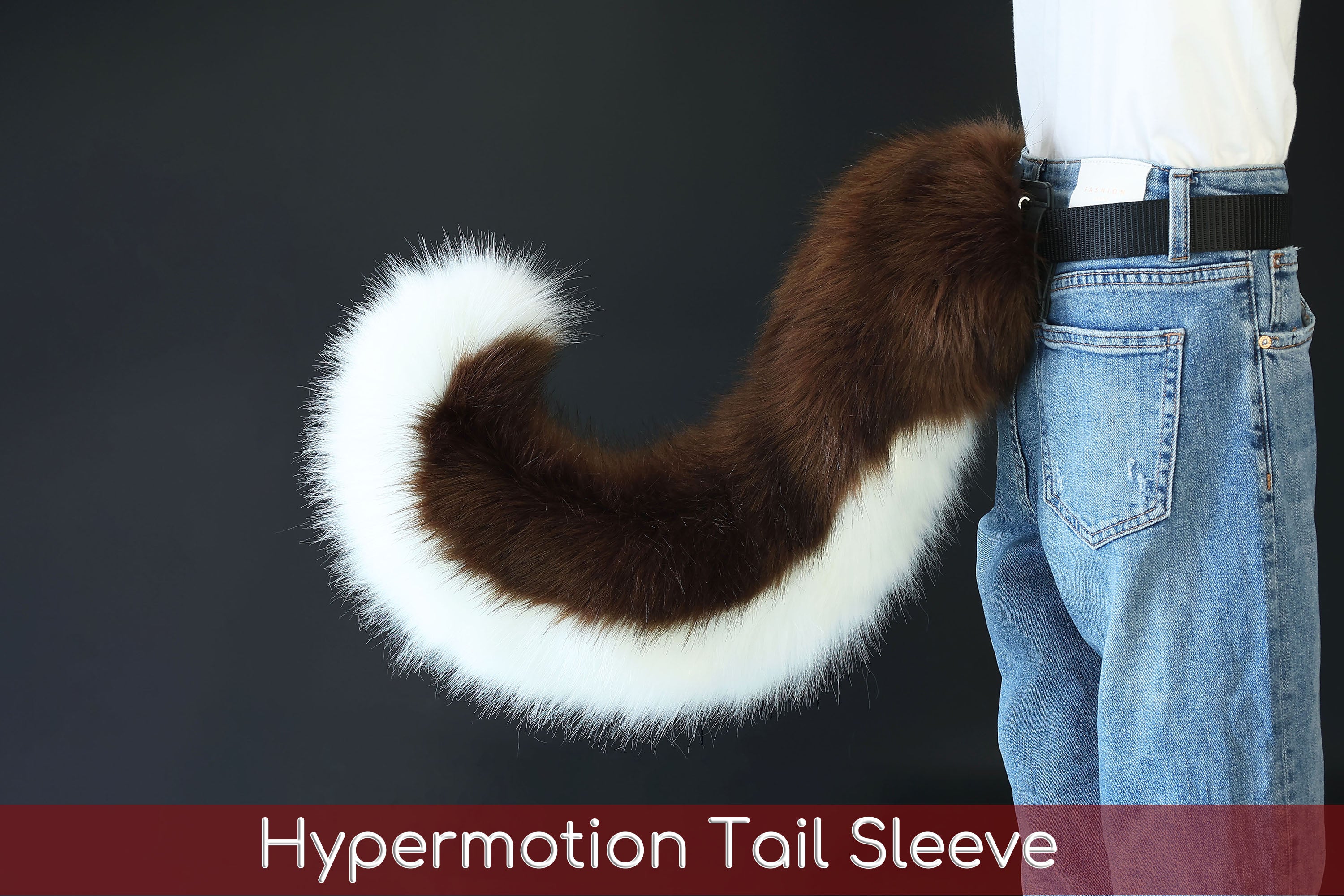 Hyper motion tail sleeve for silicone tail Brown white dog hypermotion tail covers super motion tail covers puppy therian tail kemonomimi