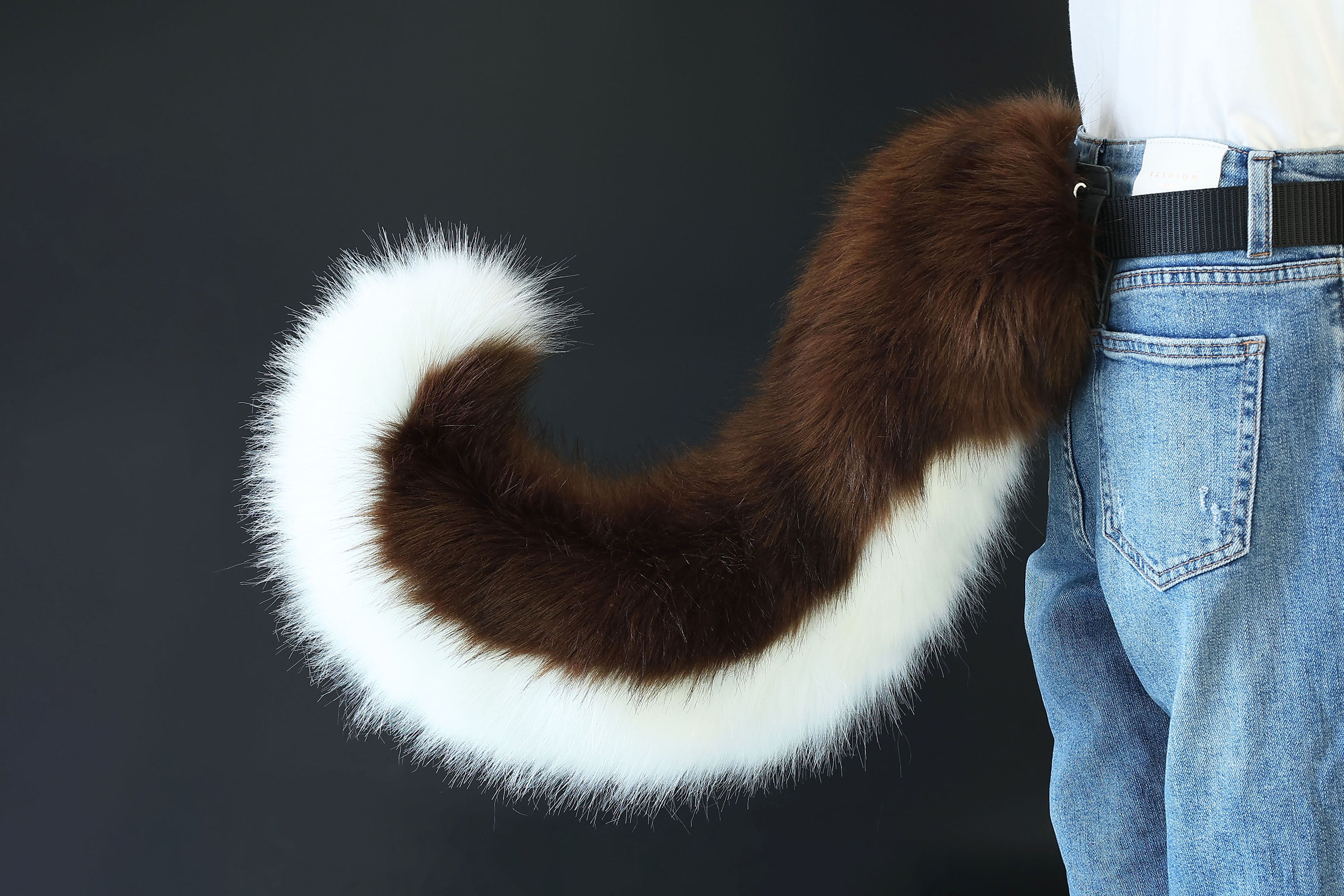 Hyper motion tail sleeve for silicone tail Brown white dog hypermotion tail covers super motion tail covers puppy therian tail kemonomimi