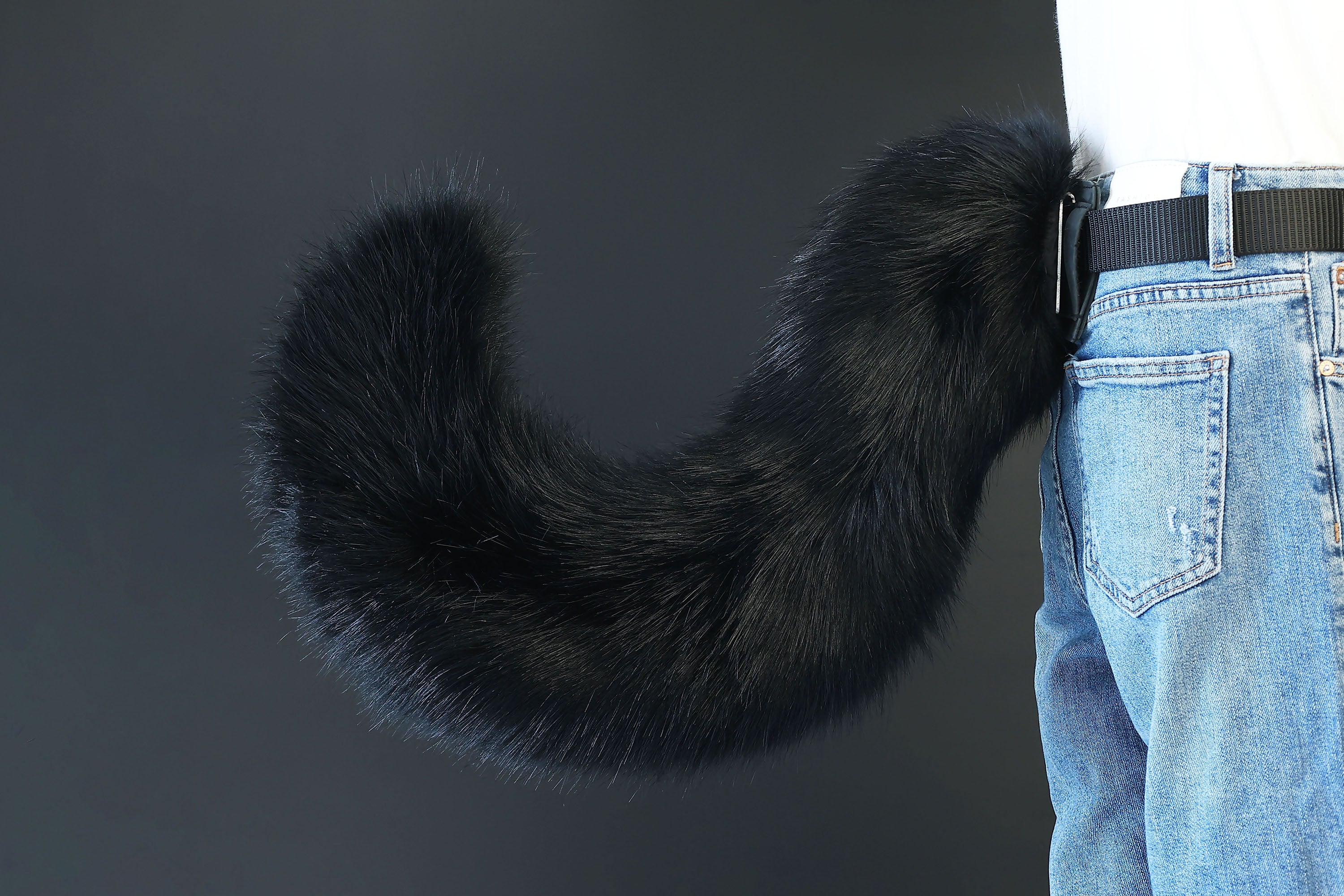 Black faux fur hyper motion tail sleeve for silicone tail dog hypermotion tail covers super motion tail covers puppy therian cat kemonomimi