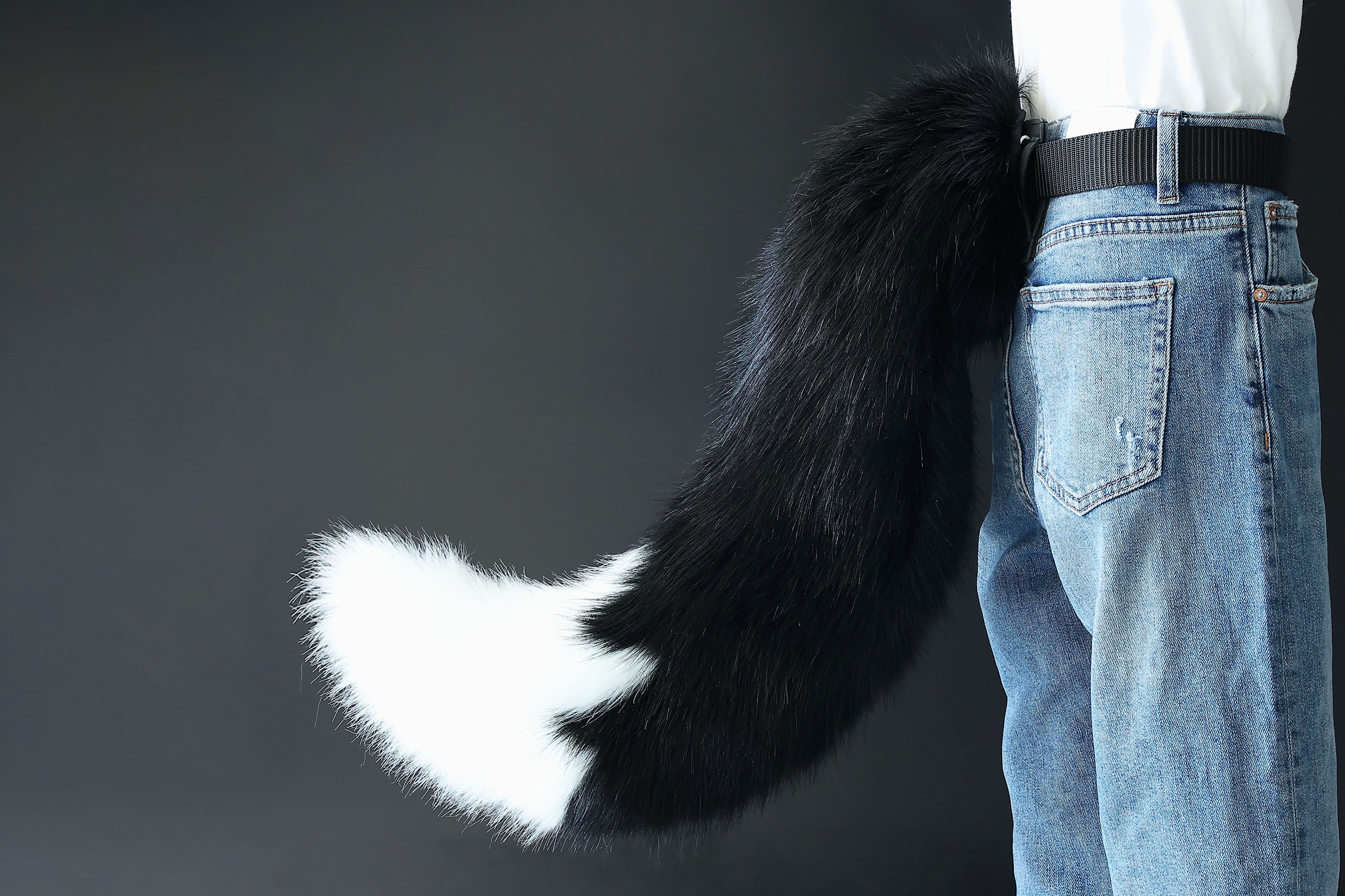 Black white fox hyper motion tail sleeve wolf hypermotion tail covers super motion wolf tail covers fox therian cat tail sleeve kemonomimi kitten