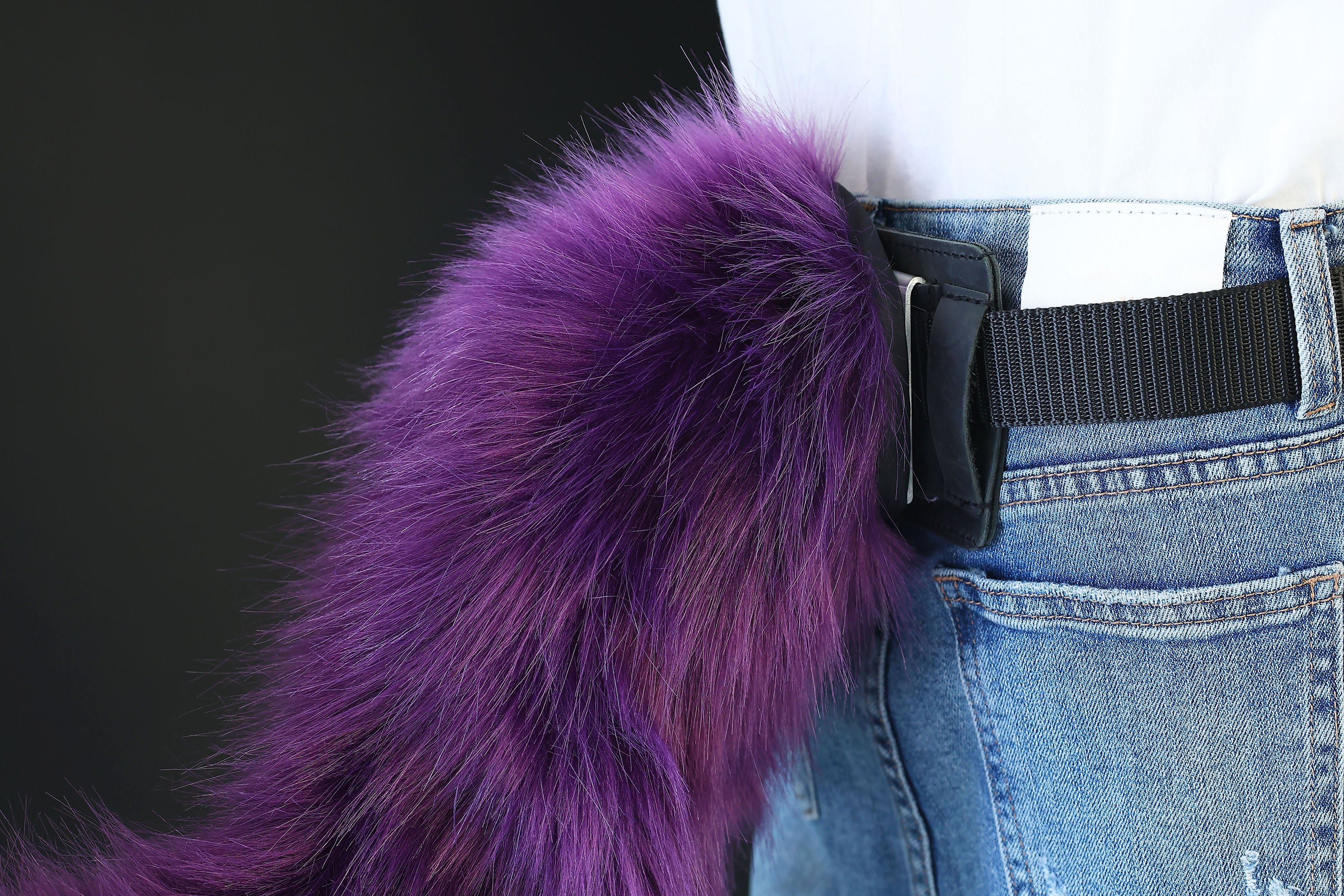 Dark purple faux fur hyper motion tail sleeve for silicone tail dog hypermotion tail covers super motion tail covers puppy therian cat kemonomimi