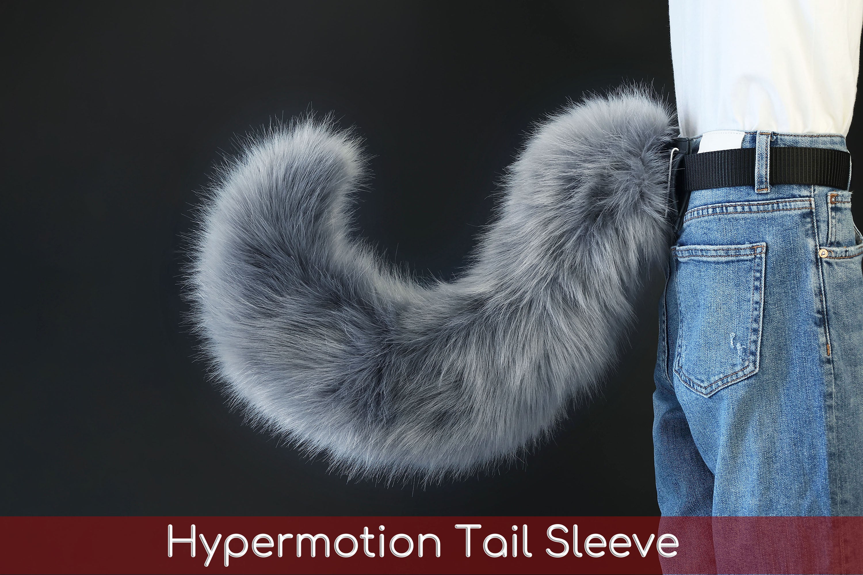 Gray faux fur hyper motion tail sleeve for silicone tail dog hypermotion tail covers super motion tail covers puppy therian cat kemonomimi