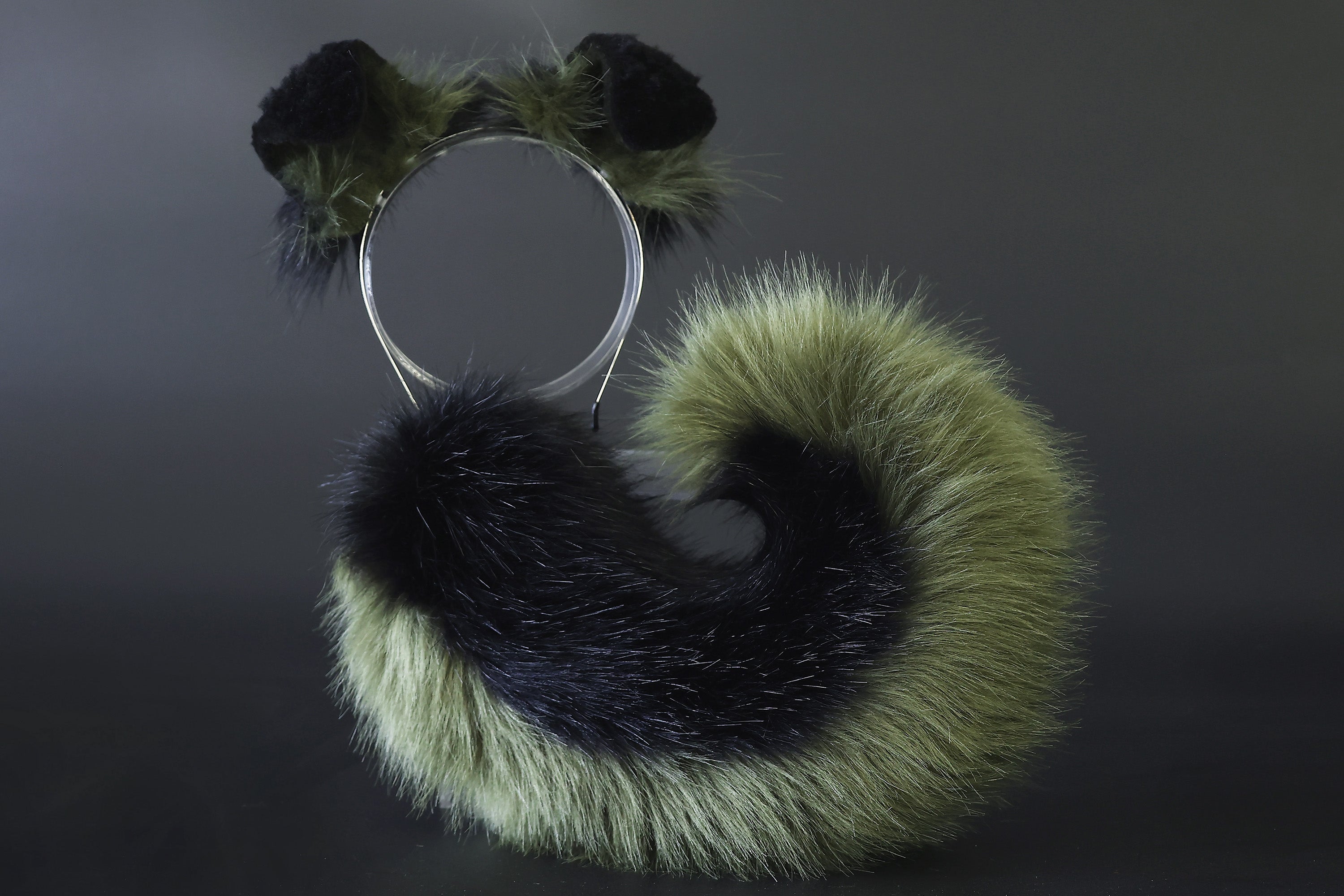 Black green puppy ear and tail plug set kemonomimi Shepherd dog ear and tail plug set Shiba Inu dog ear and tail butt plug set cosplay petplay puppy play dog therian