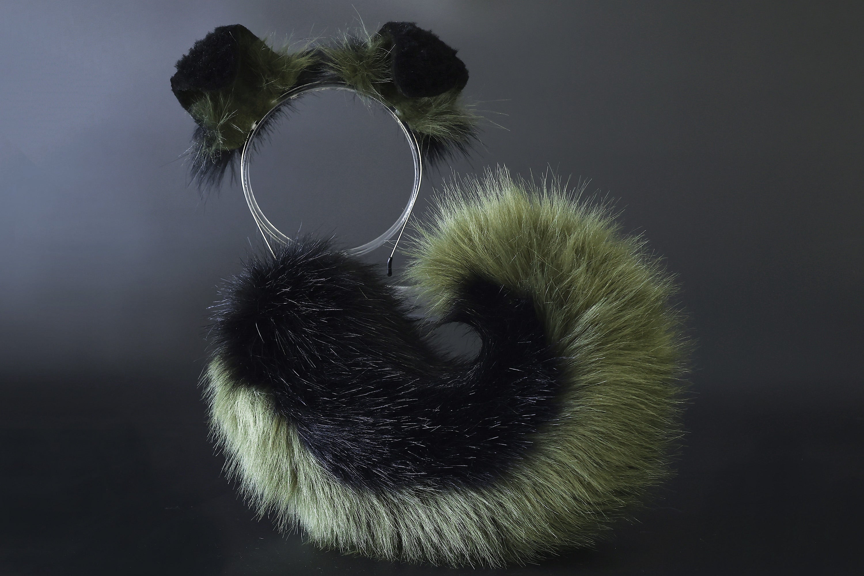 Black green puppy ear and tail plug set kemonomimi Shepherd dog ear and tail plug set Shiba Inu dog ear and tail butt plug set cosplay petplay puppy play dog therian