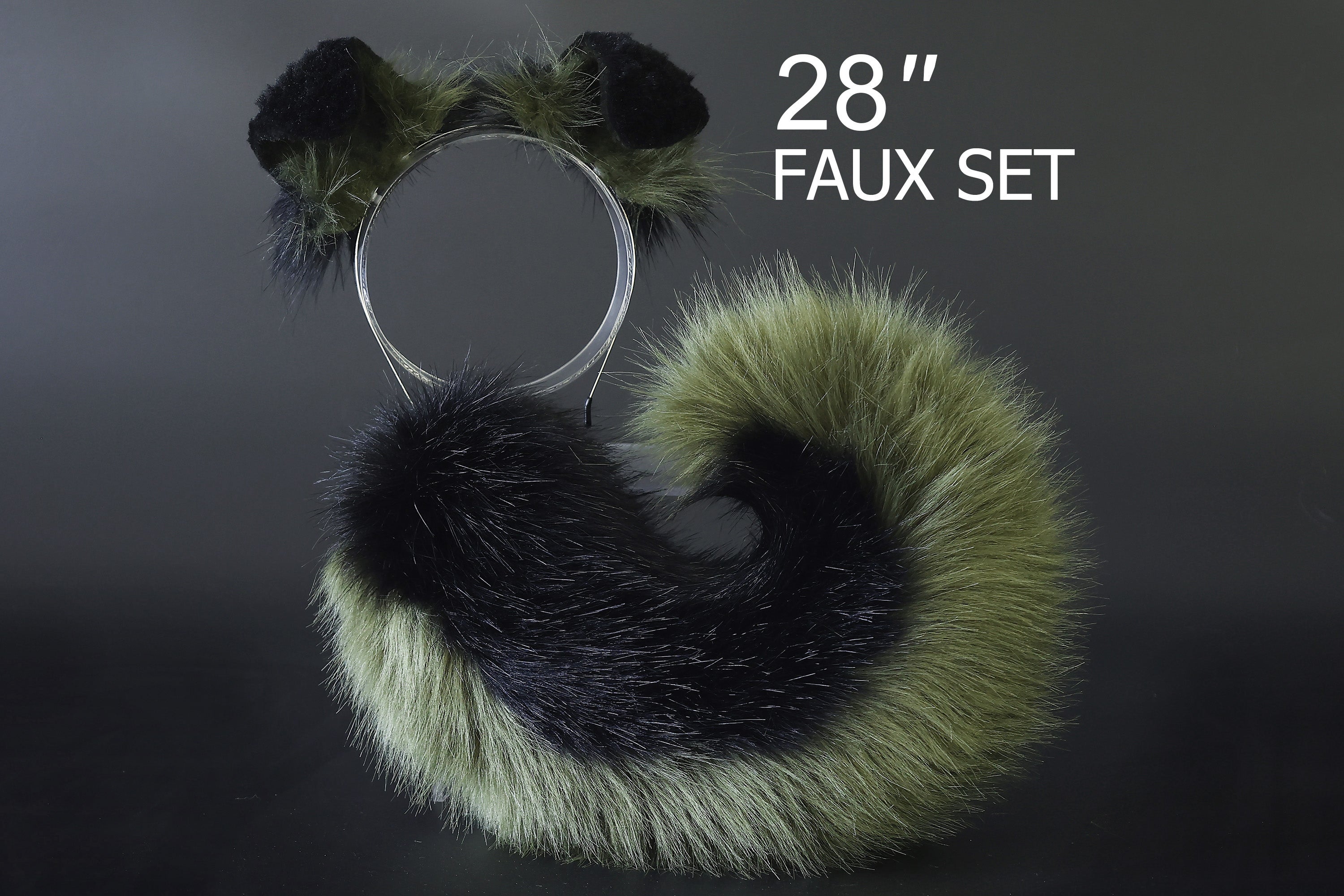 Black green puppy ear and tail plug set kemonomimi Shepherd dog ear and tail plug set Shiba Inu dog ear and tail butt plug set cosplay petplay puppy play dog therian