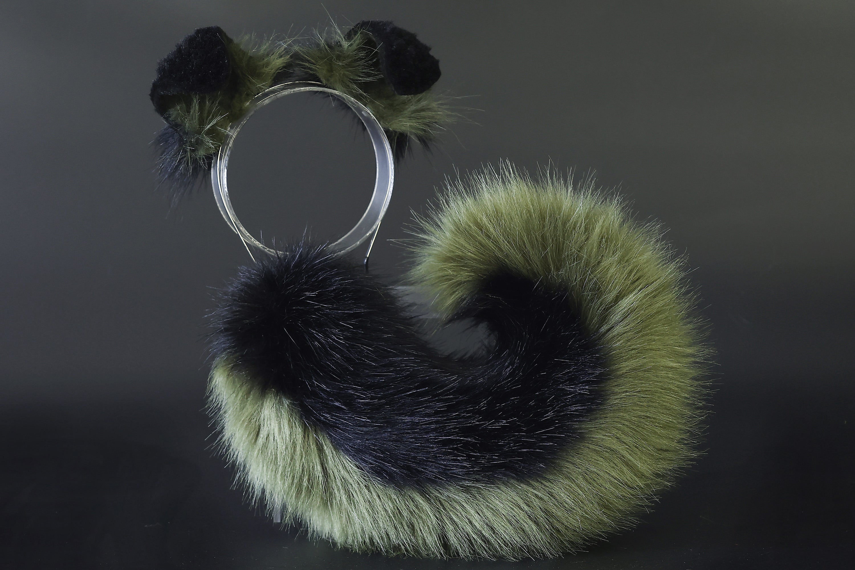 Black green puppy ear and tail plug set kemonomimi Shepherd dog ear and tail plug set Shiba Inu dog ear and tail butt plug set cosplay petplay puppy play dog therian