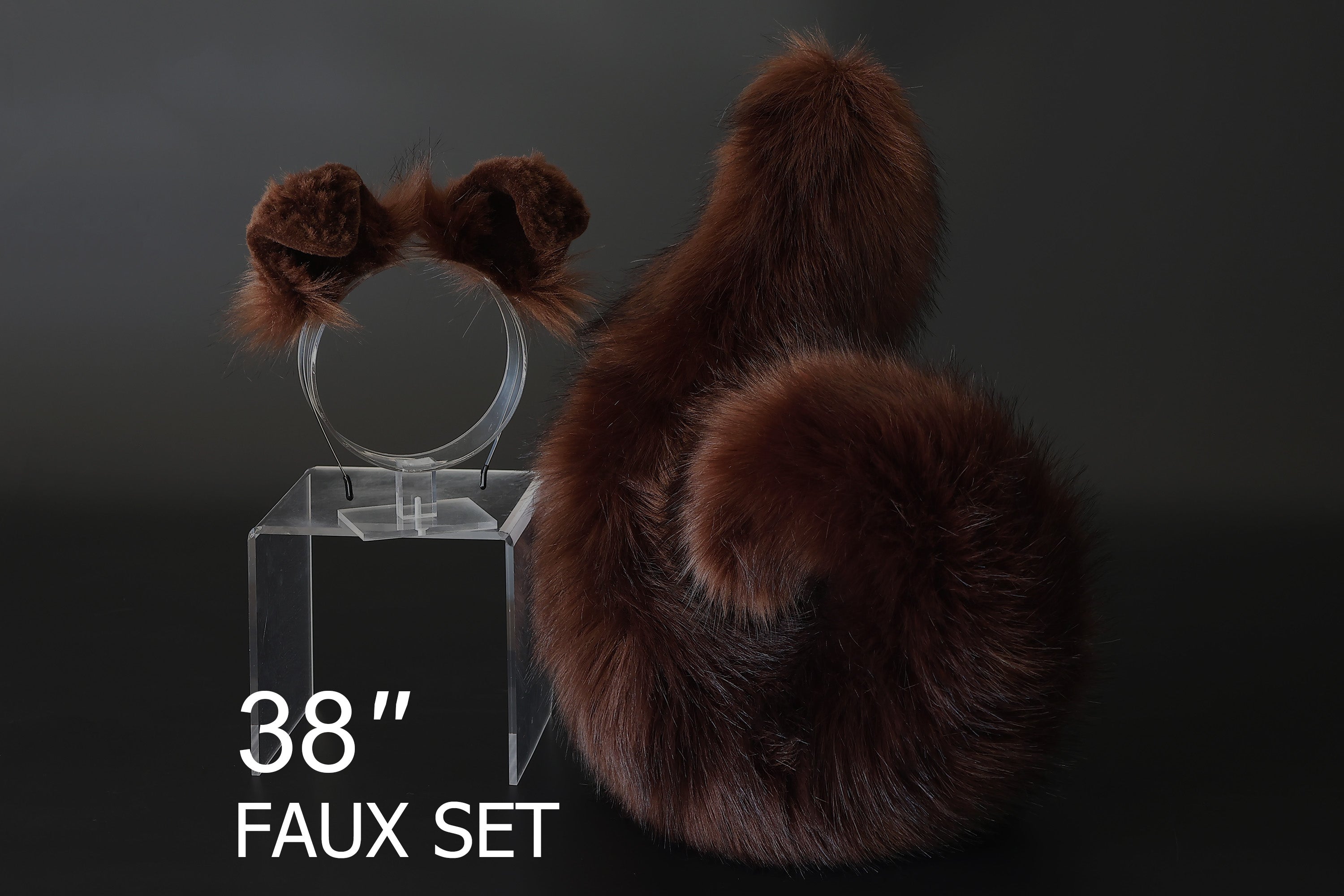 Brown faux fur puppy ear and tail plug realistic white with black tip fake fur furry shiba Inu dog tail and ears anime cosplay shepherd dog kemonomimi puppy play dog therian