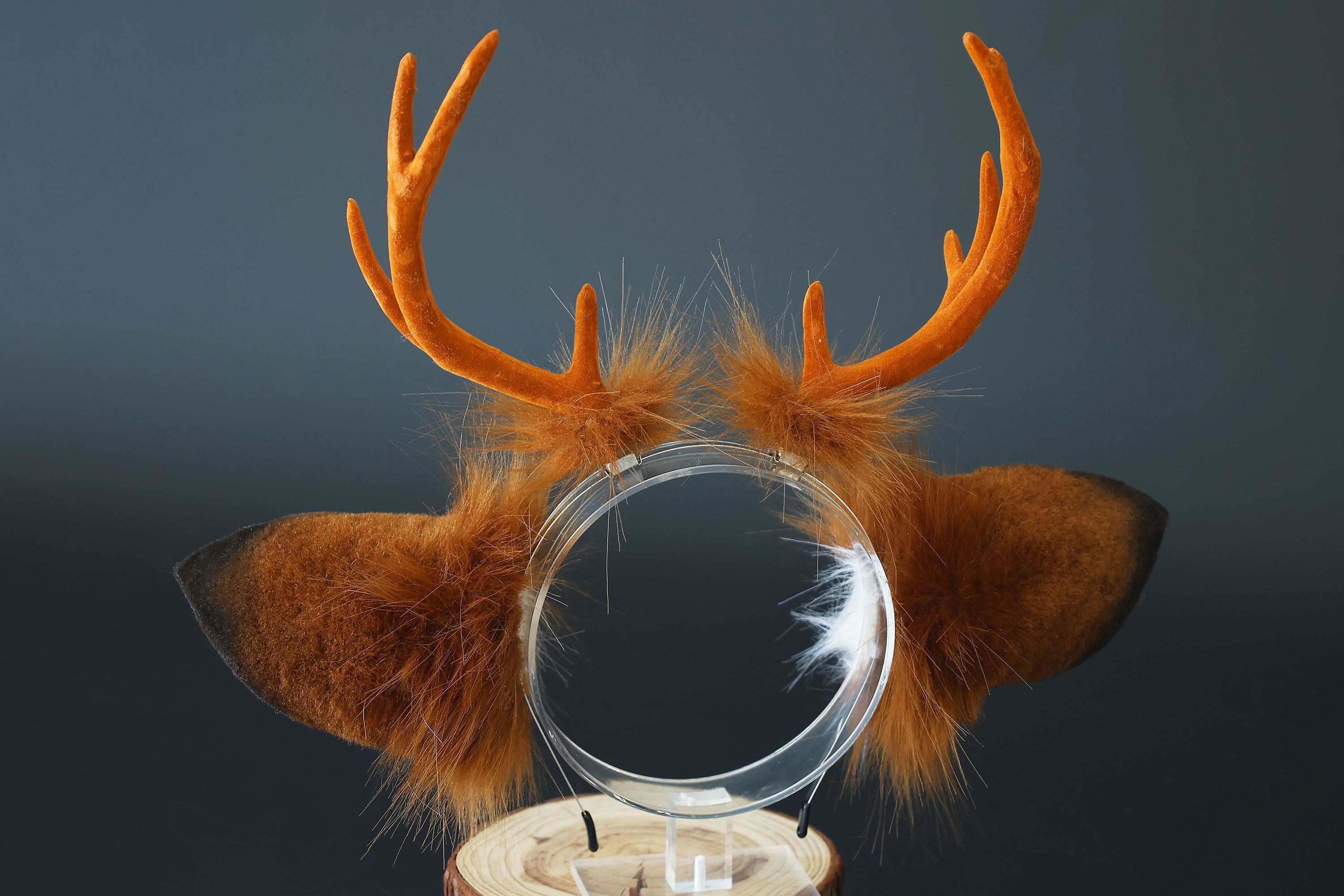 Faux fur deer ear and tail kemonomimi deer ear headband with antlers elk ear and tail butt plug anime cosplay fawn furry deer therian kenomomimi gift