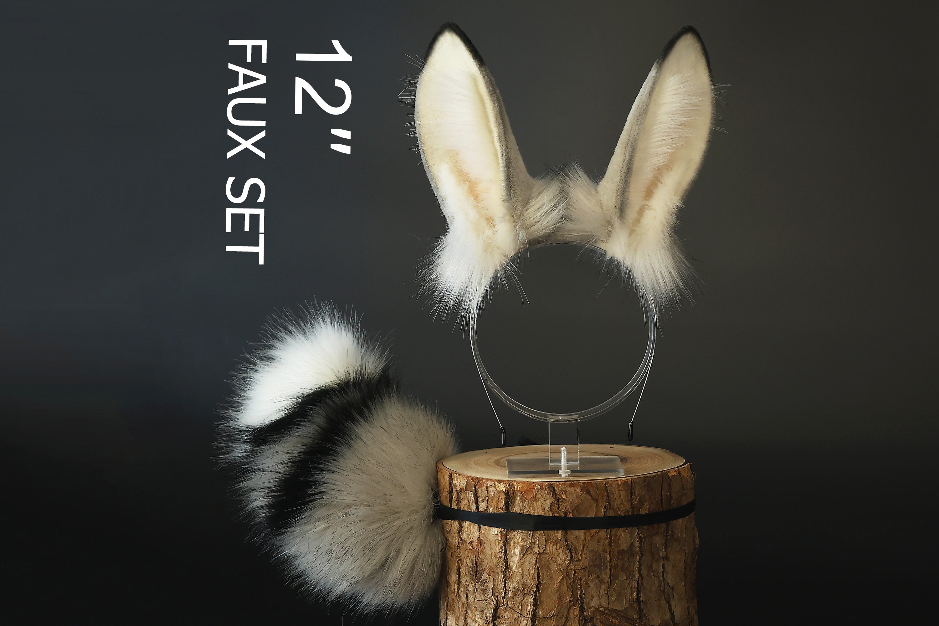 Realistic faux fur bunny ear and tail butt plug bendable bunny ear cosplay gray rabbit ear and tail neko ear petplay anime cosplay bunny kemonomimi